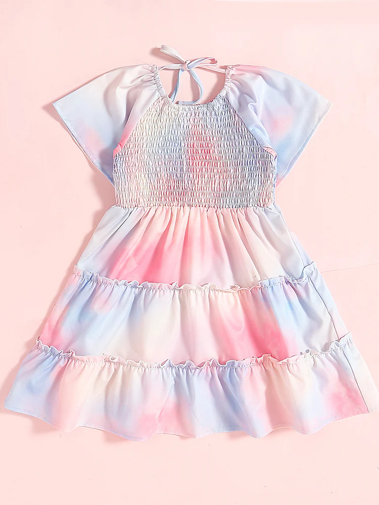 Mommy and Me Cotton Candy Pastel Smocked Midi Dress - Image 5