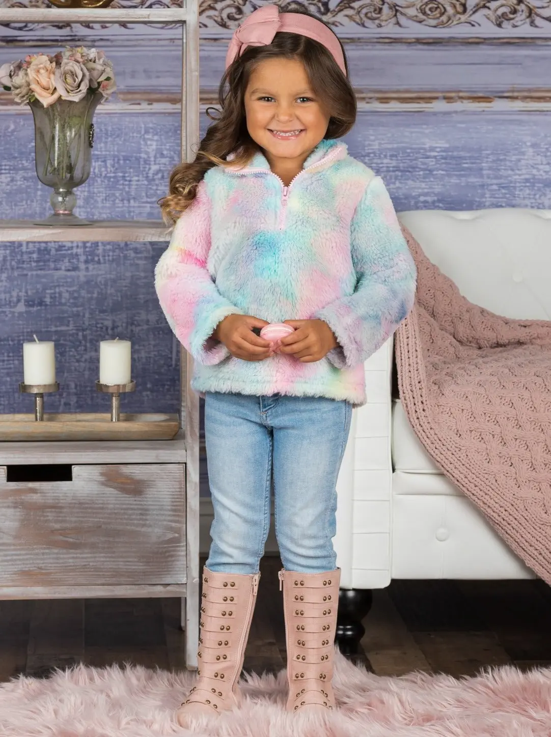 Mommy and Me Pastel Rainbow Fleece Sweater - Image 5