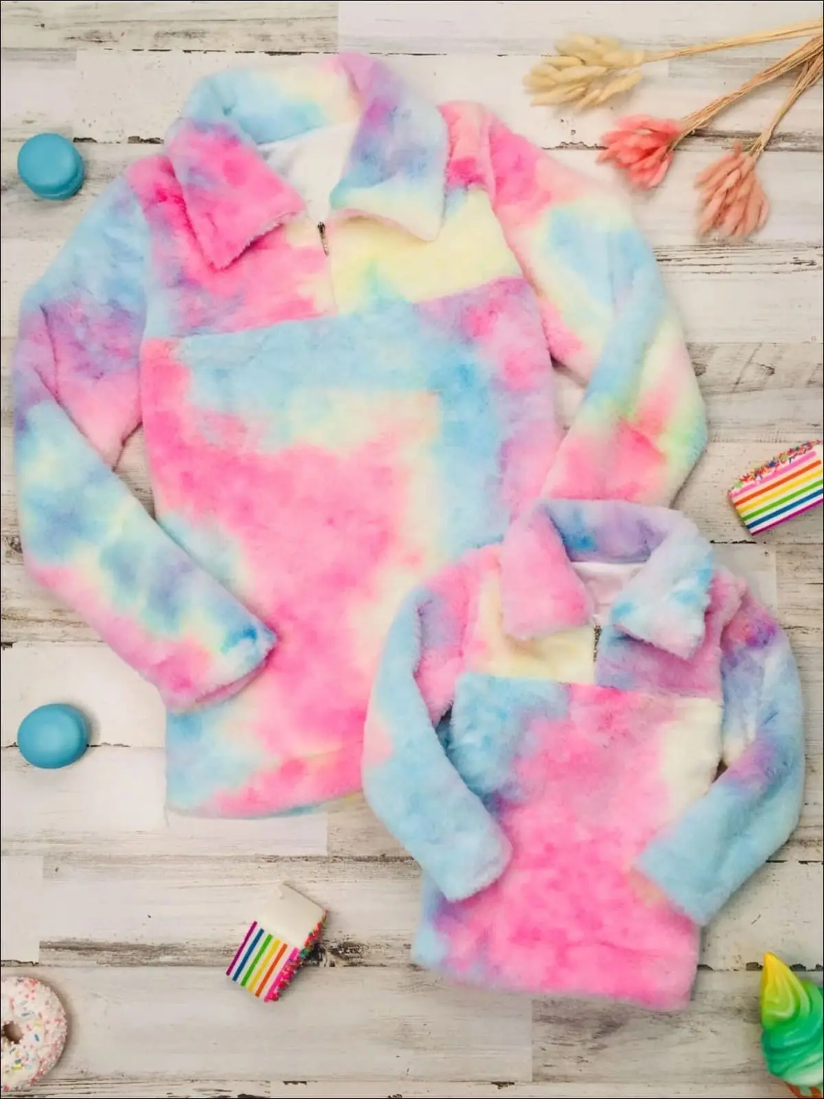 Mommy and Me Pastel Rainbow Fleece Sweater - Image 6