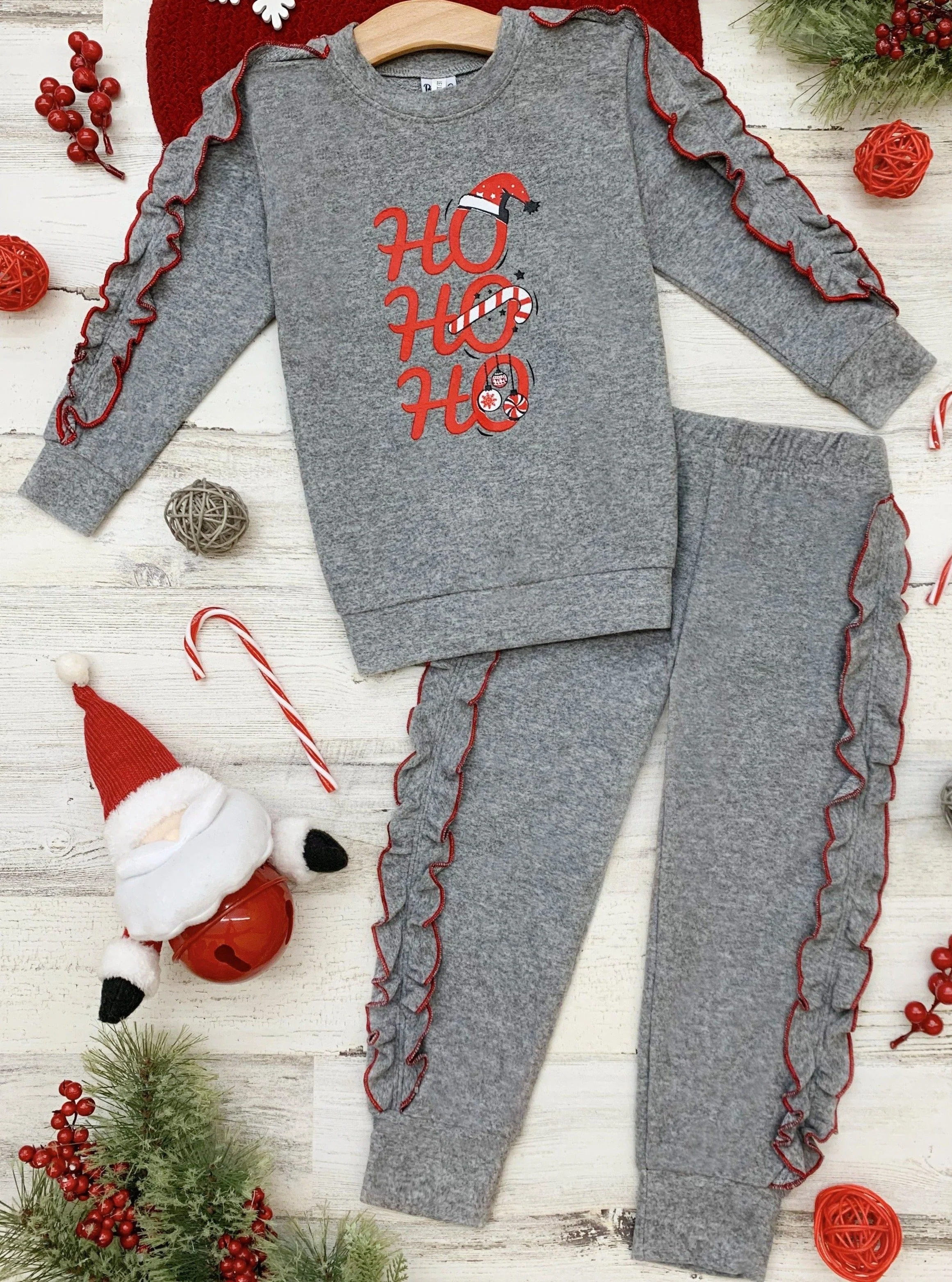 Ho Ho Ho Ruffle Loungewear Set - Image 3