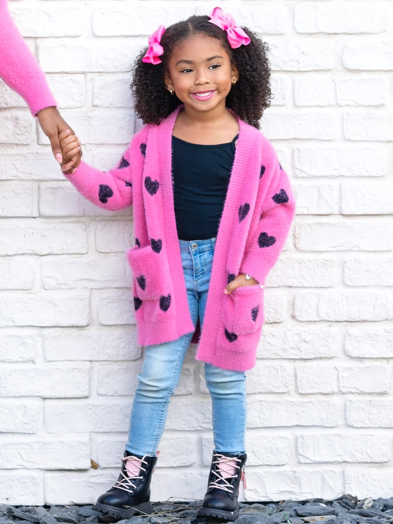 I Love You Lots Pink Oversized Heart Cardigan - Image 2