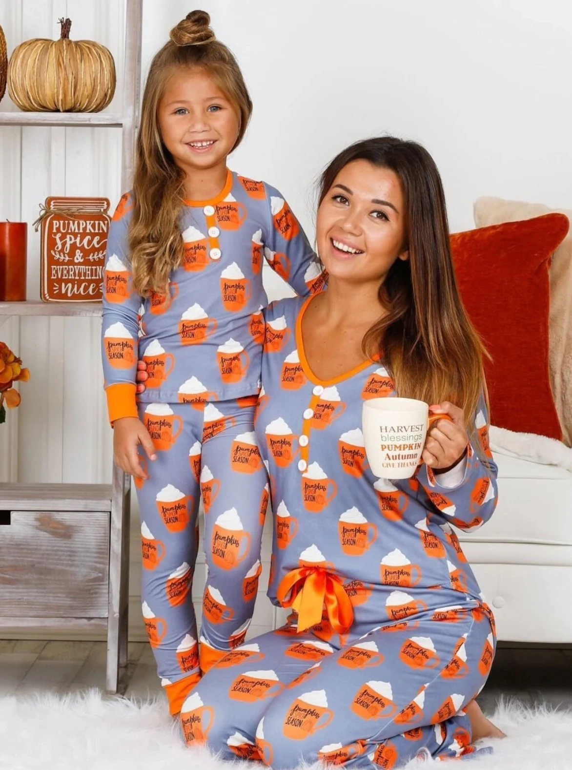 Mommy and Me Pumpkin Spice Season Pajama Set - Image 2
