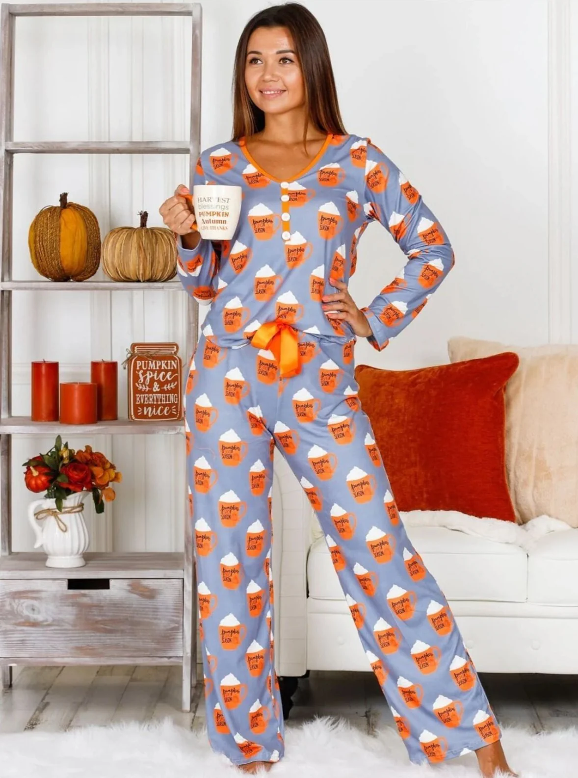 Mommy and Me Pumpkin Spice Season Pajama Set - Image 4
