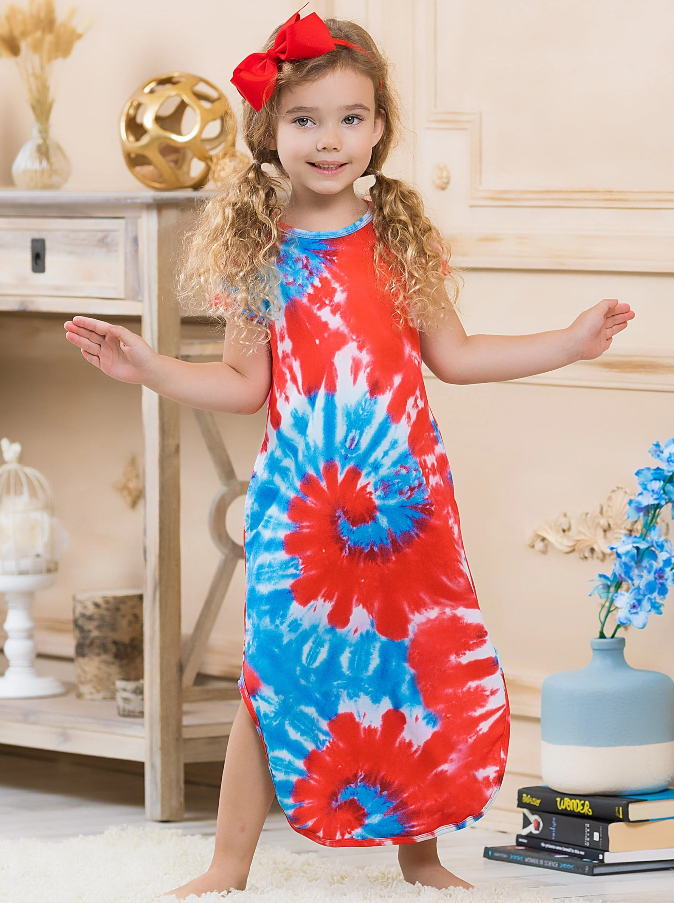 Mommy and Me Americana Tie Dye Maxi Dress - Image 4