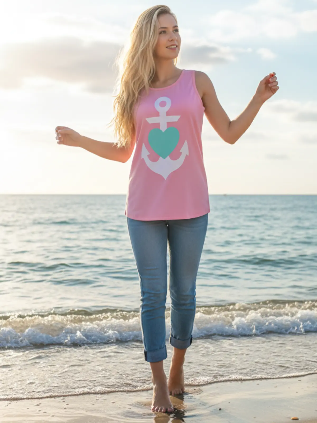 Mommy and Me Back Bow Anchor and Heart Tank - Image 2