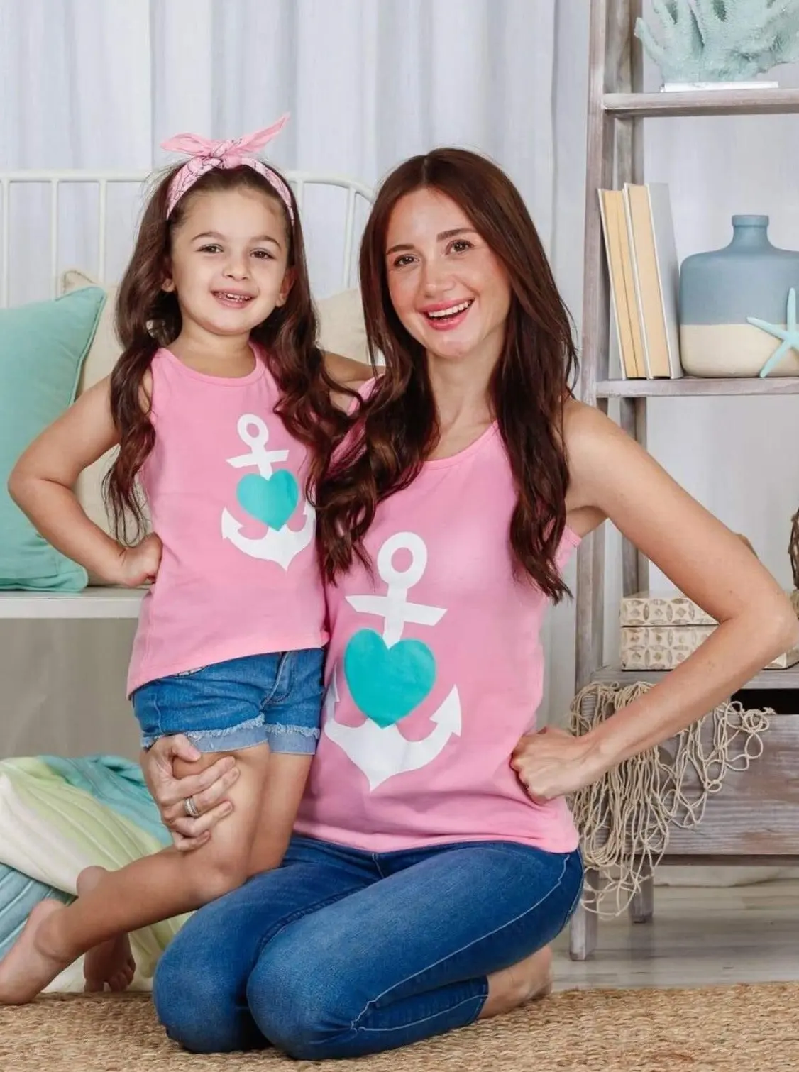 Mommy and Me Back Bow Anchor and Heart Tank - Image 4