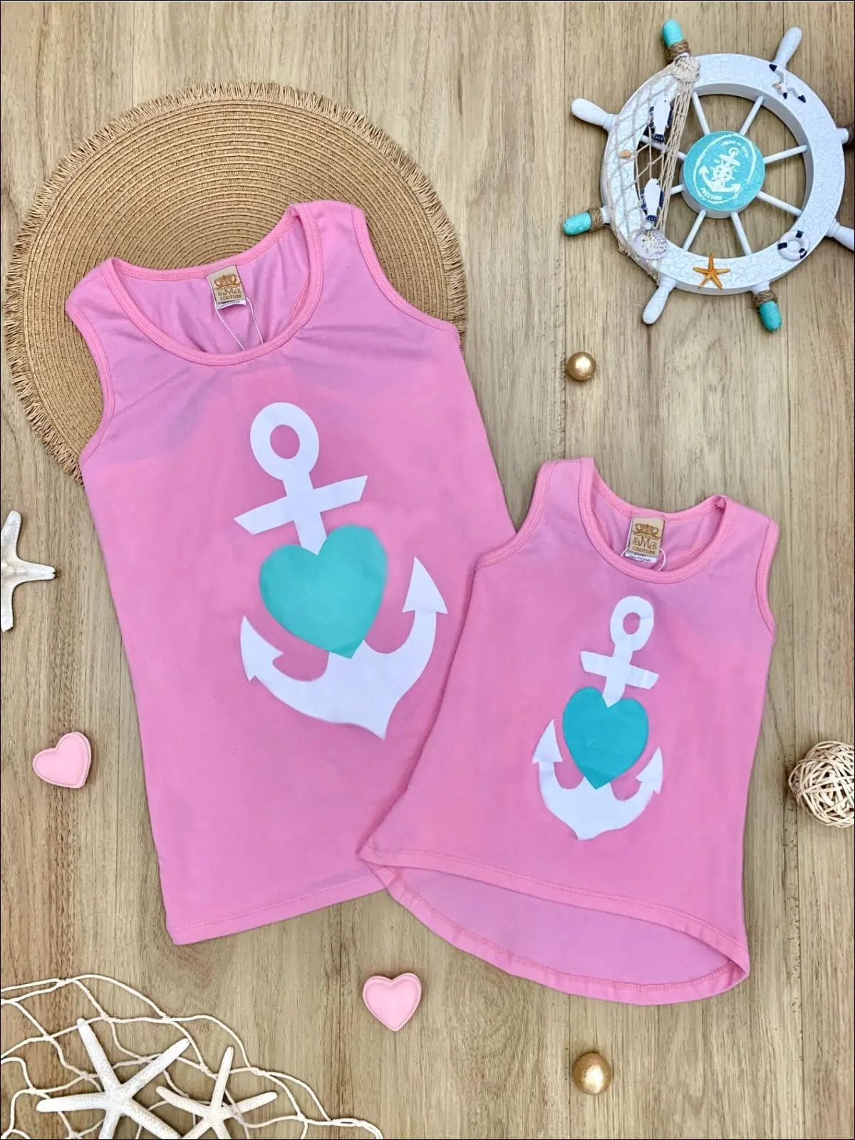 Mommy and Me Back Bow Anchor and Heart Tank - Image 5