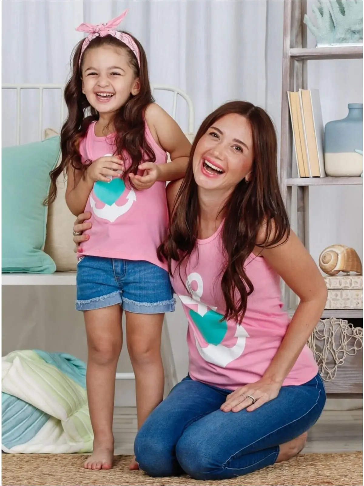 Mommy and Me Back Bow Anchor and Heart Tank - Image 6