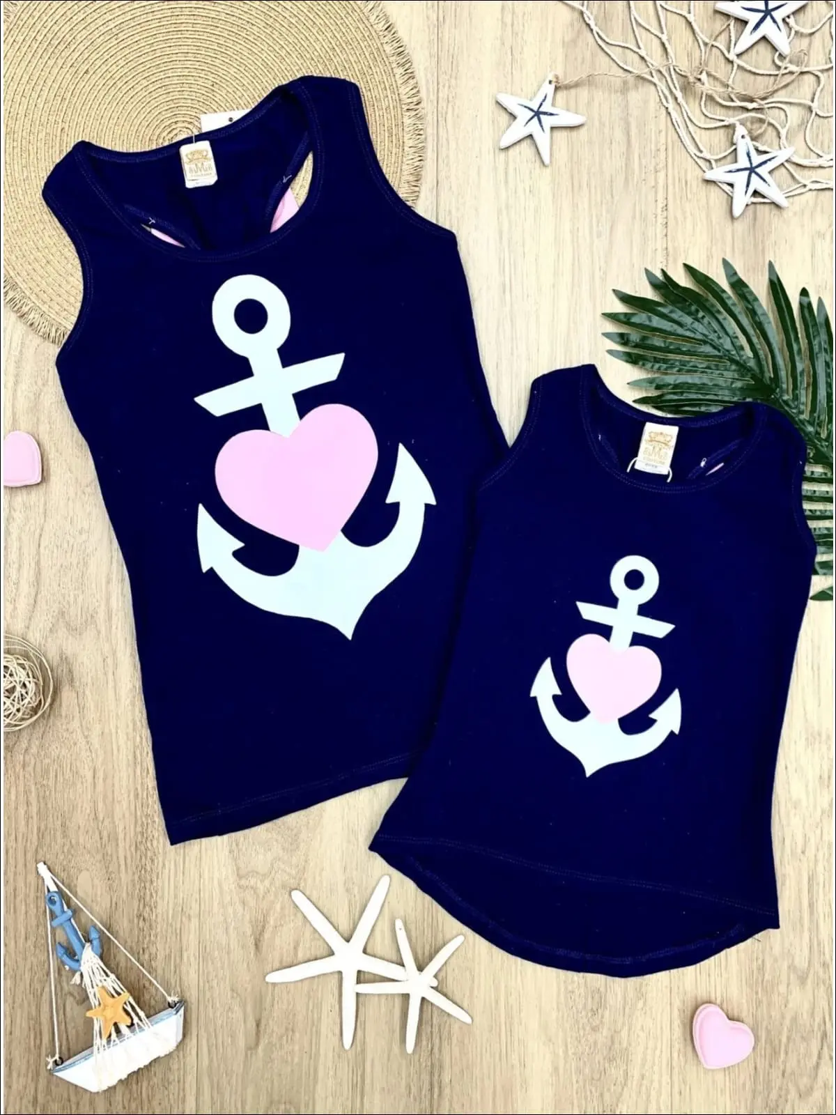 Mommy and Me Back Bow Anchor and Heart Tank - Image 7