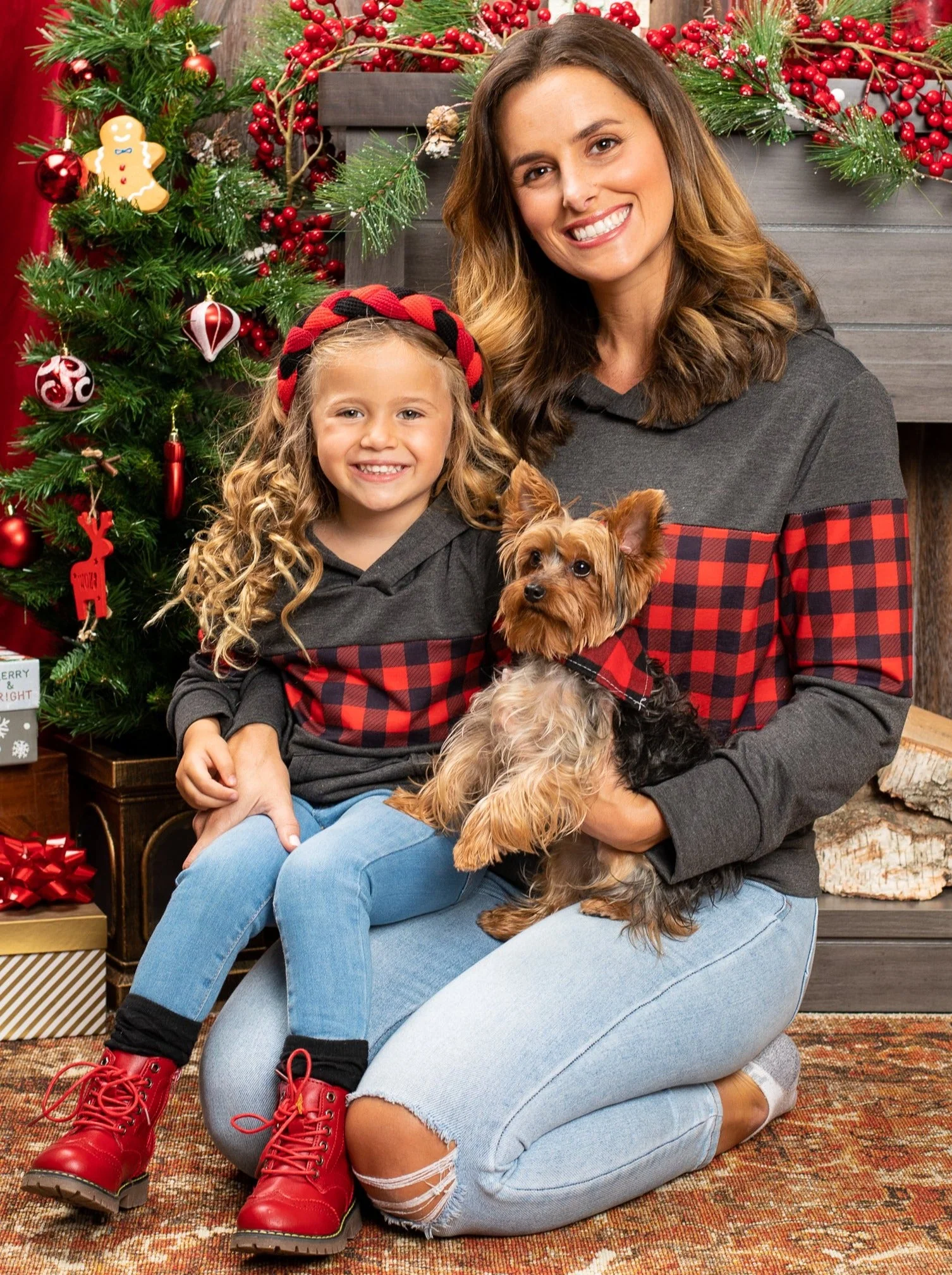 Mommy and Me Buffalo Plaid Colorblock Hoodie - Image 3