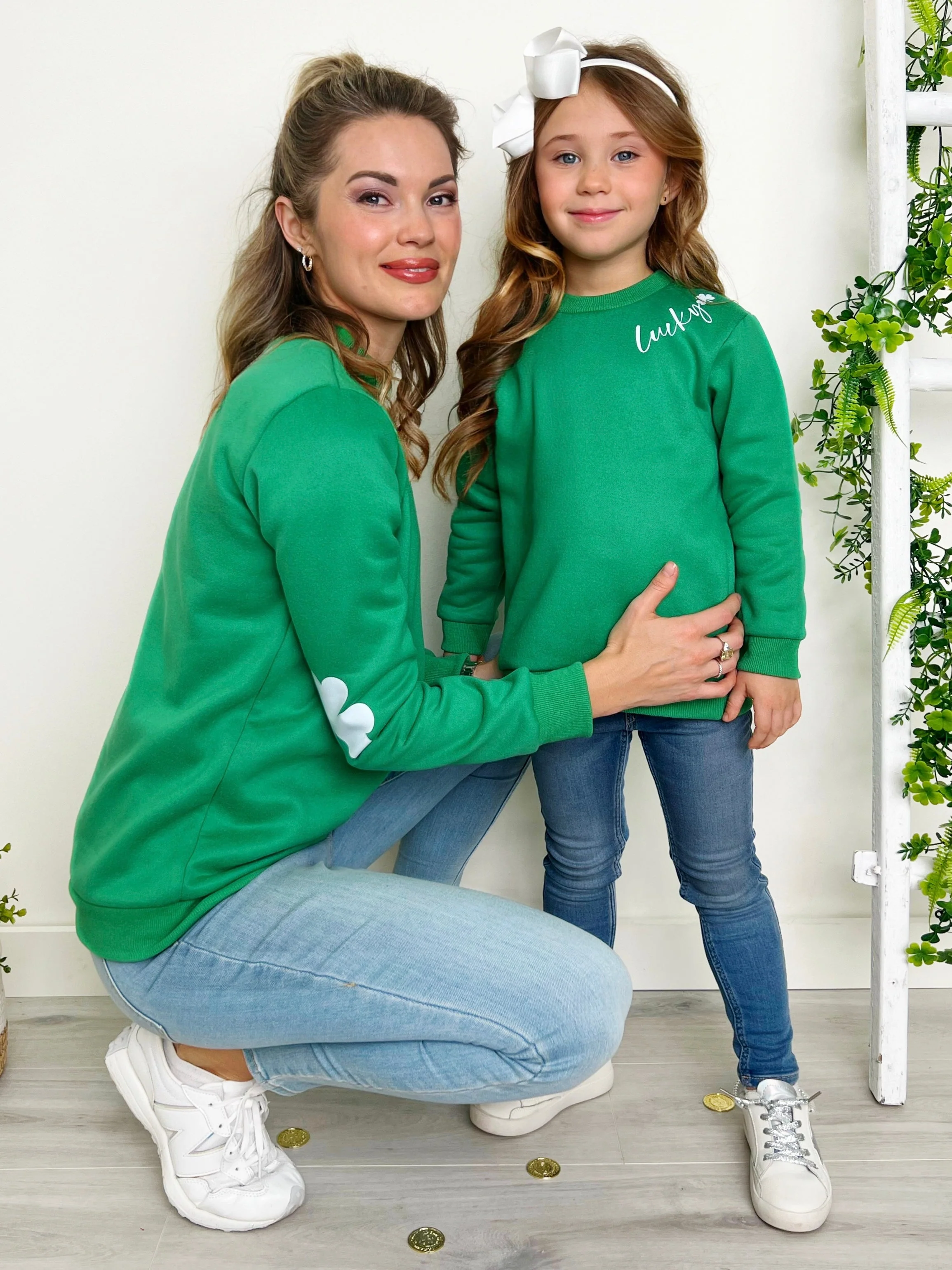 Mommy and Me Lucky You Green Pullover Sweater - Image 3
