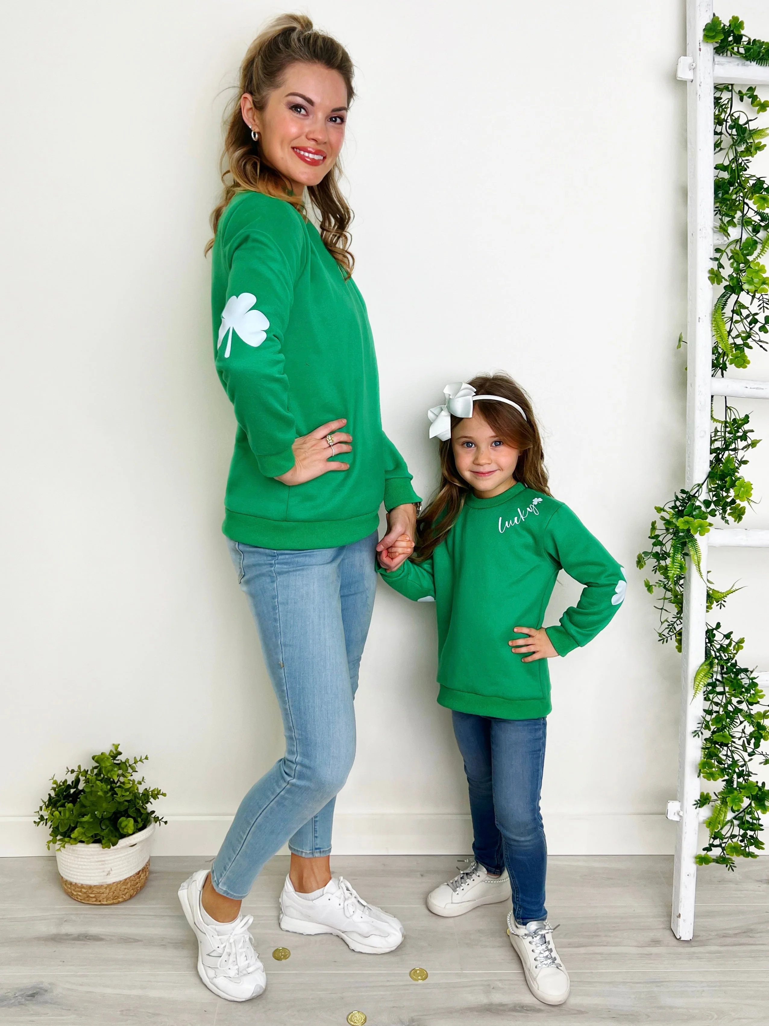 Mommy and Me Lucky You Green Pullover Sweater - Image 4