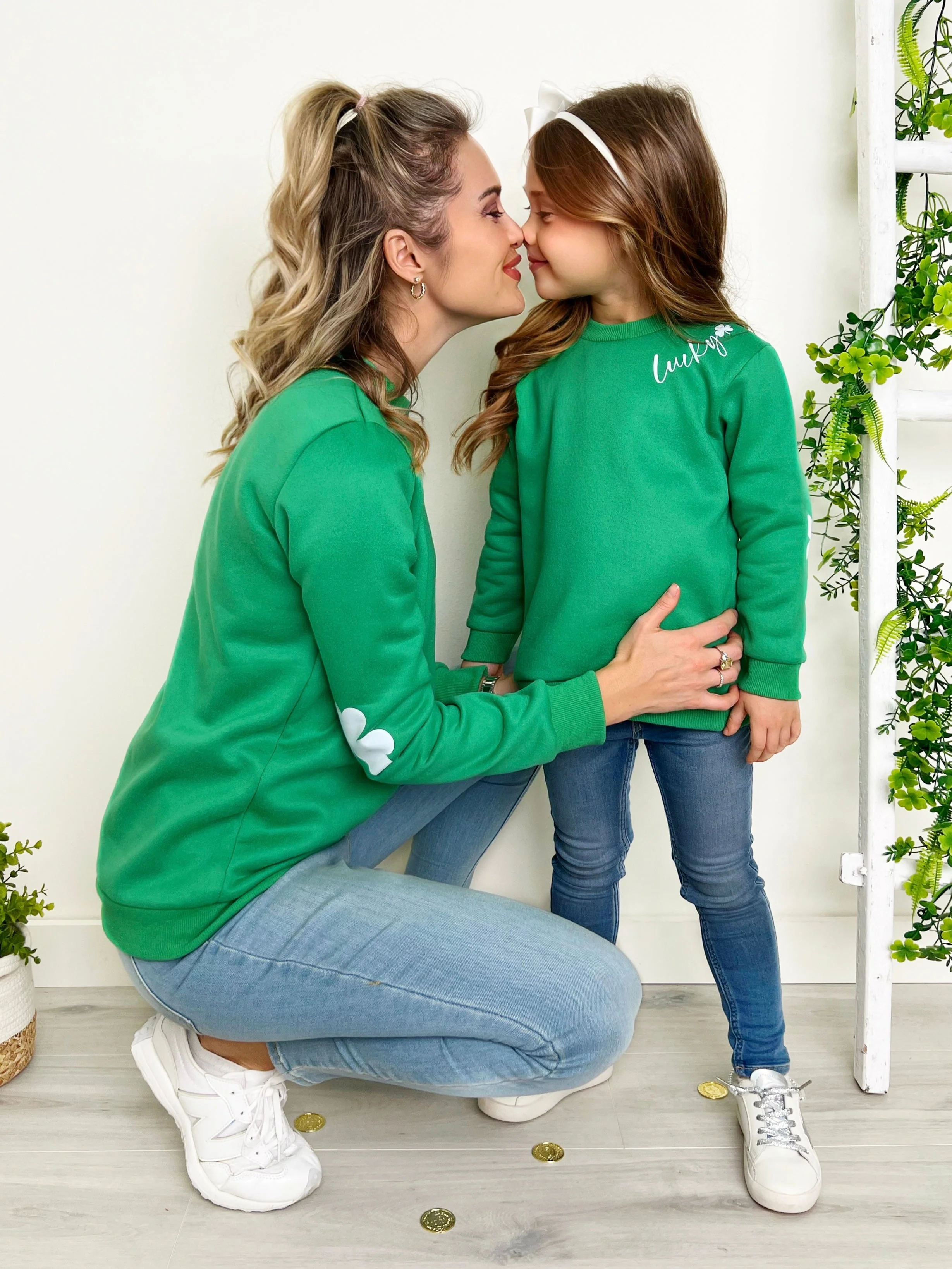 Mommy and Me Lucky You Green Pullover Sweater - Image 5