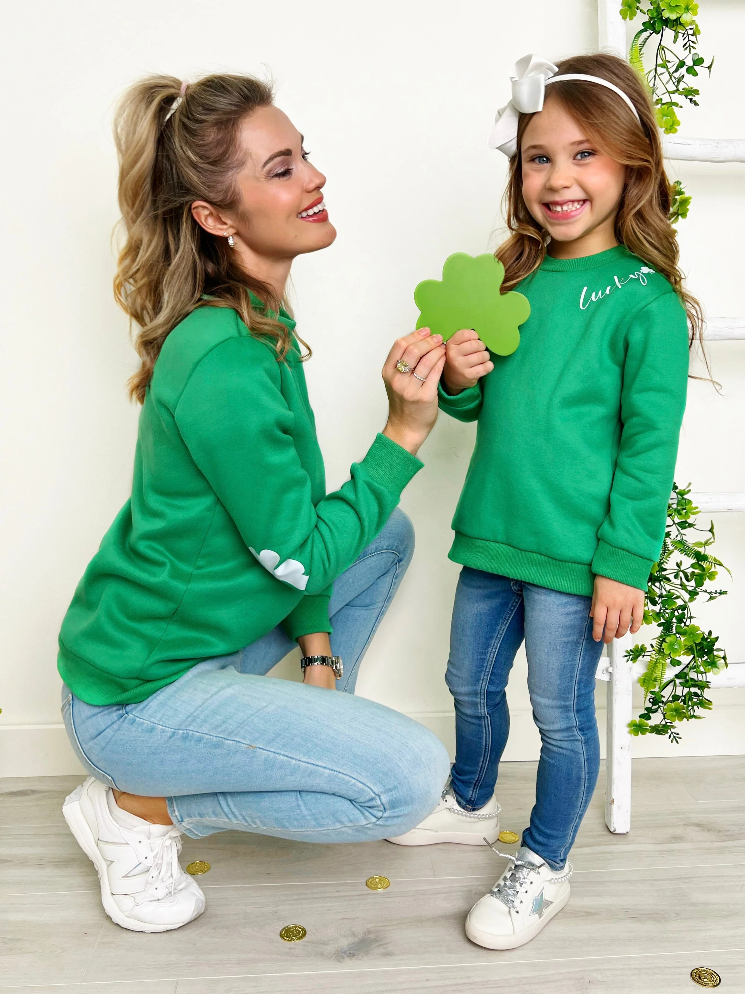 Mommy and Me Lucky You Green Pullover Sweater - Image 6