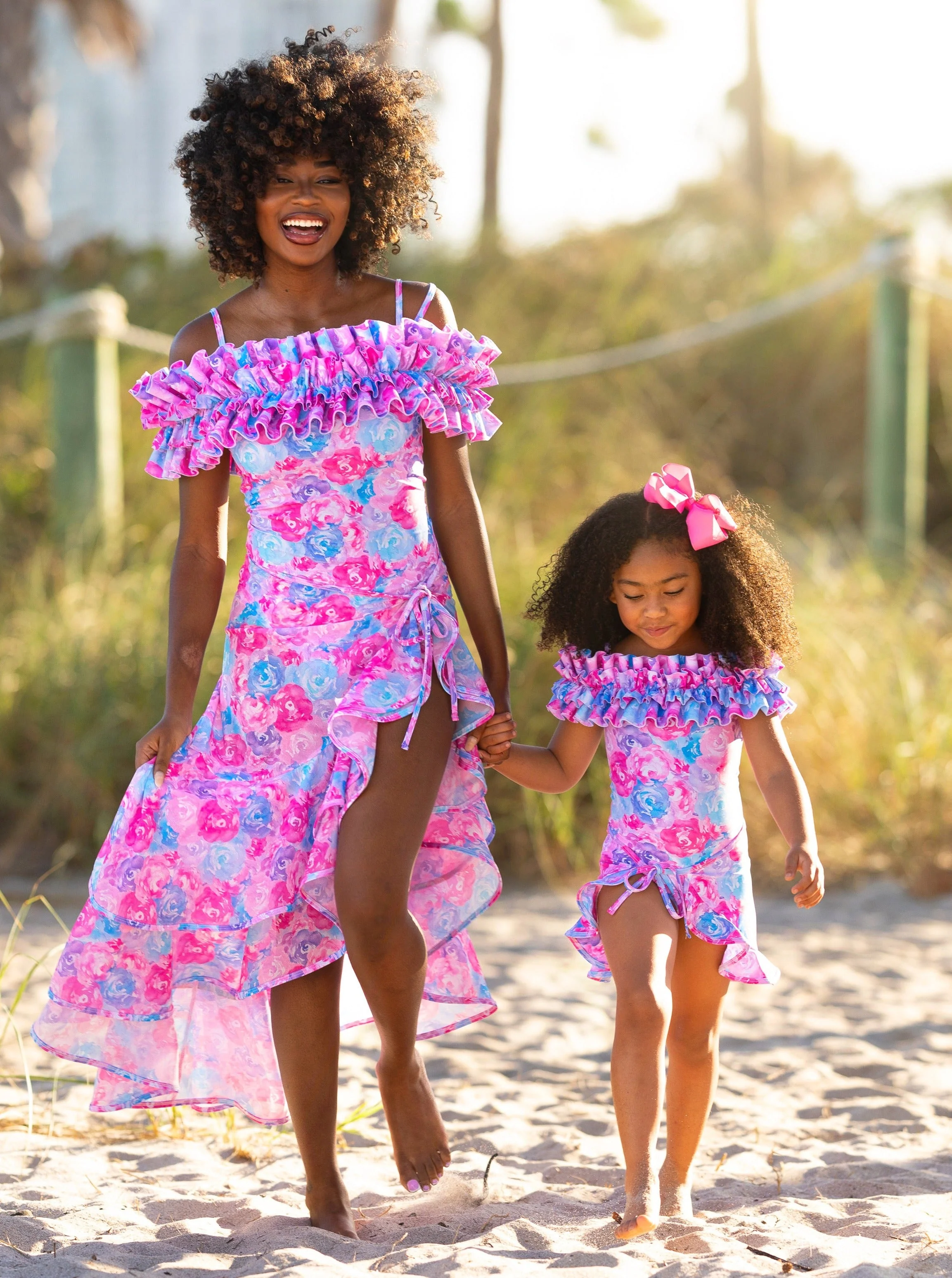 Mommy and Me Watercolor Blooms One Piece Swimsuit - Image 2