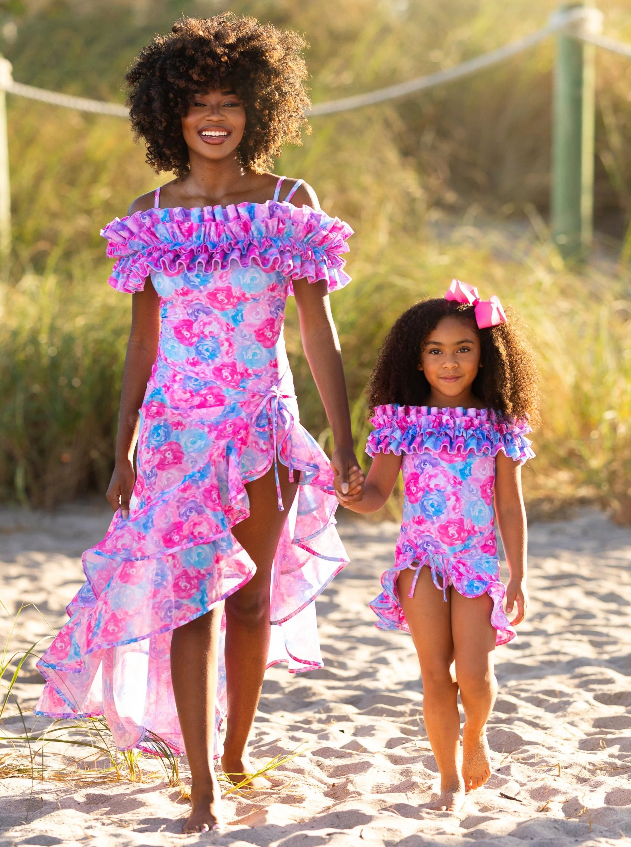 Mommy and Me Watercolor Blooms One Piece Swimsuit - Image 4