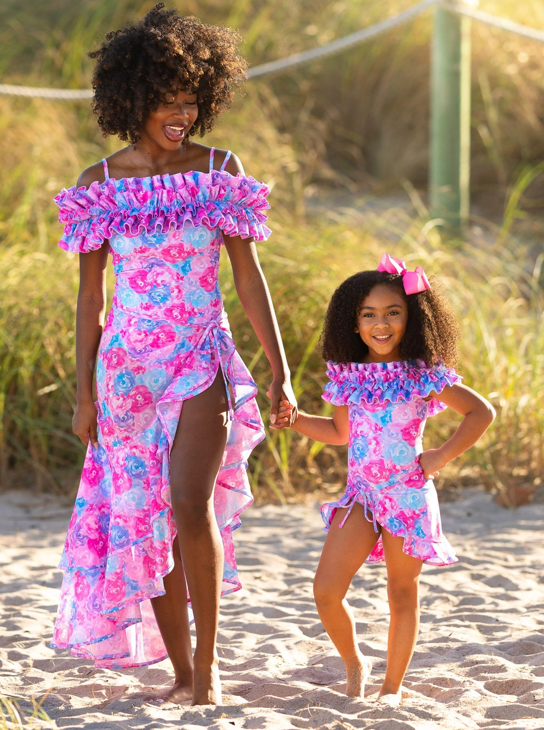 Mommy and Me Watercolor Blooms One Piece Swimsuit - Image 5