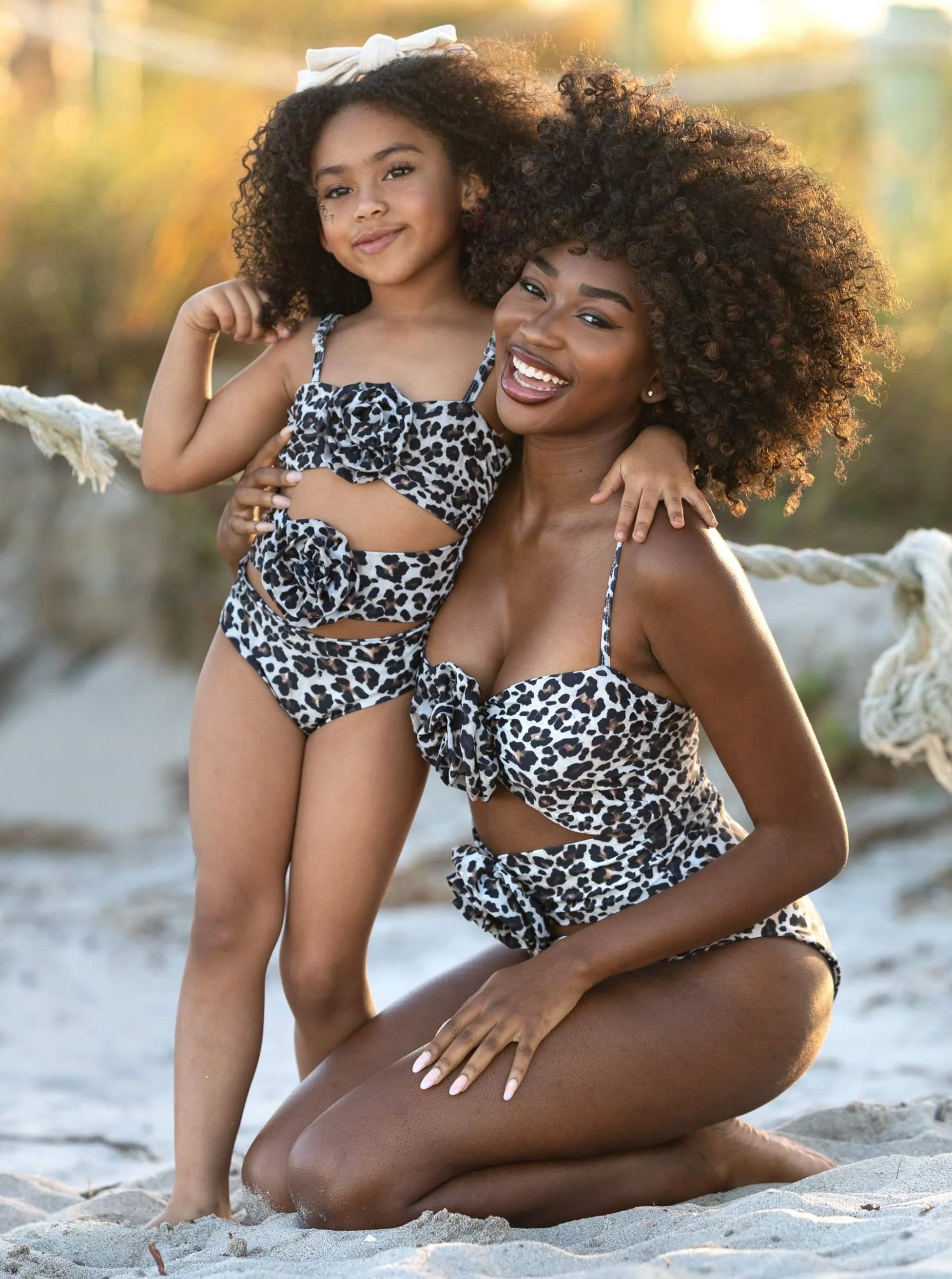 Mommy and Me Leopard Cutout One Piece Swimsuit - Image 2