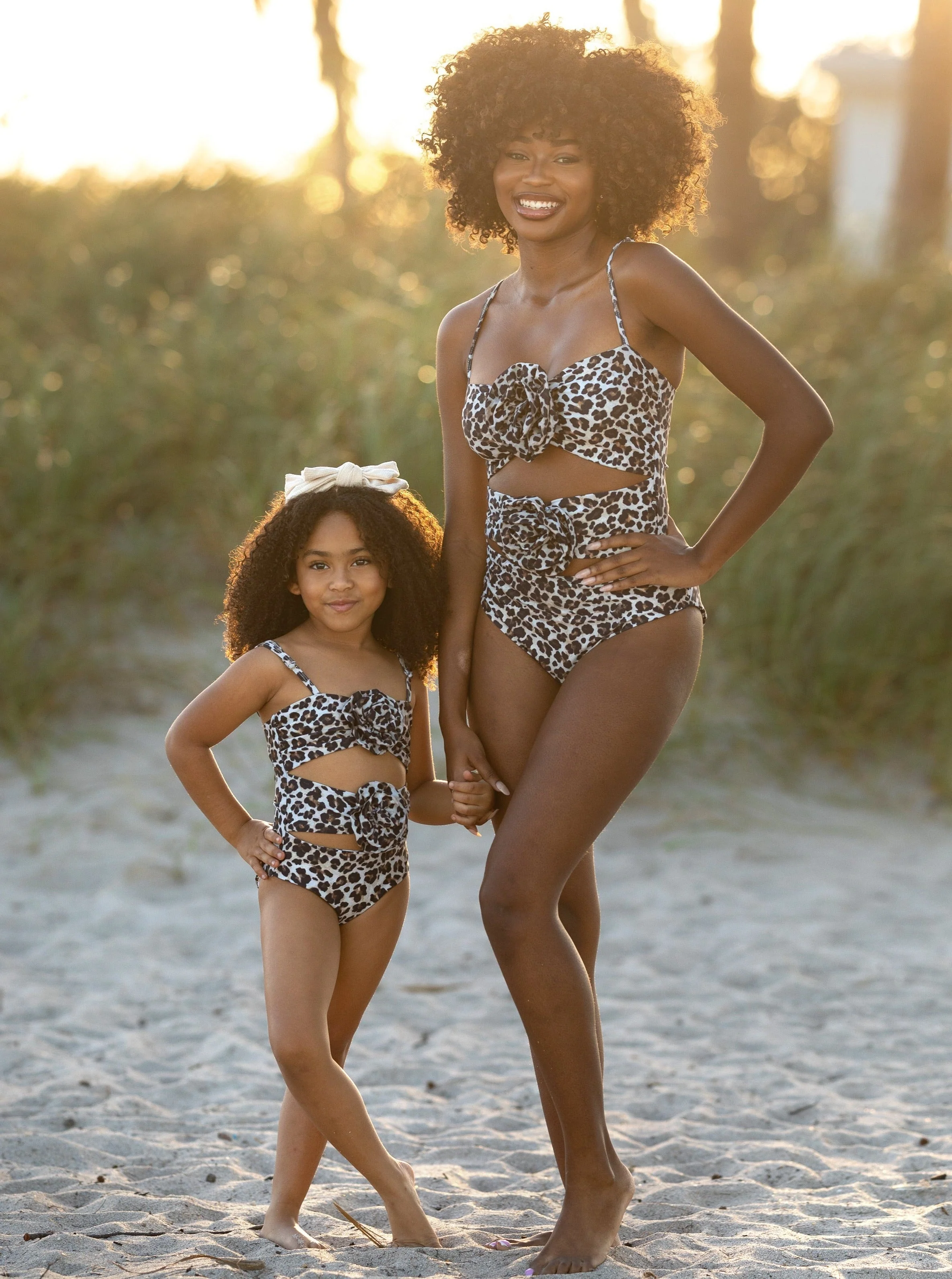 Mommy and Me Leopard Cutout One Piece Swimsuit - Image 4