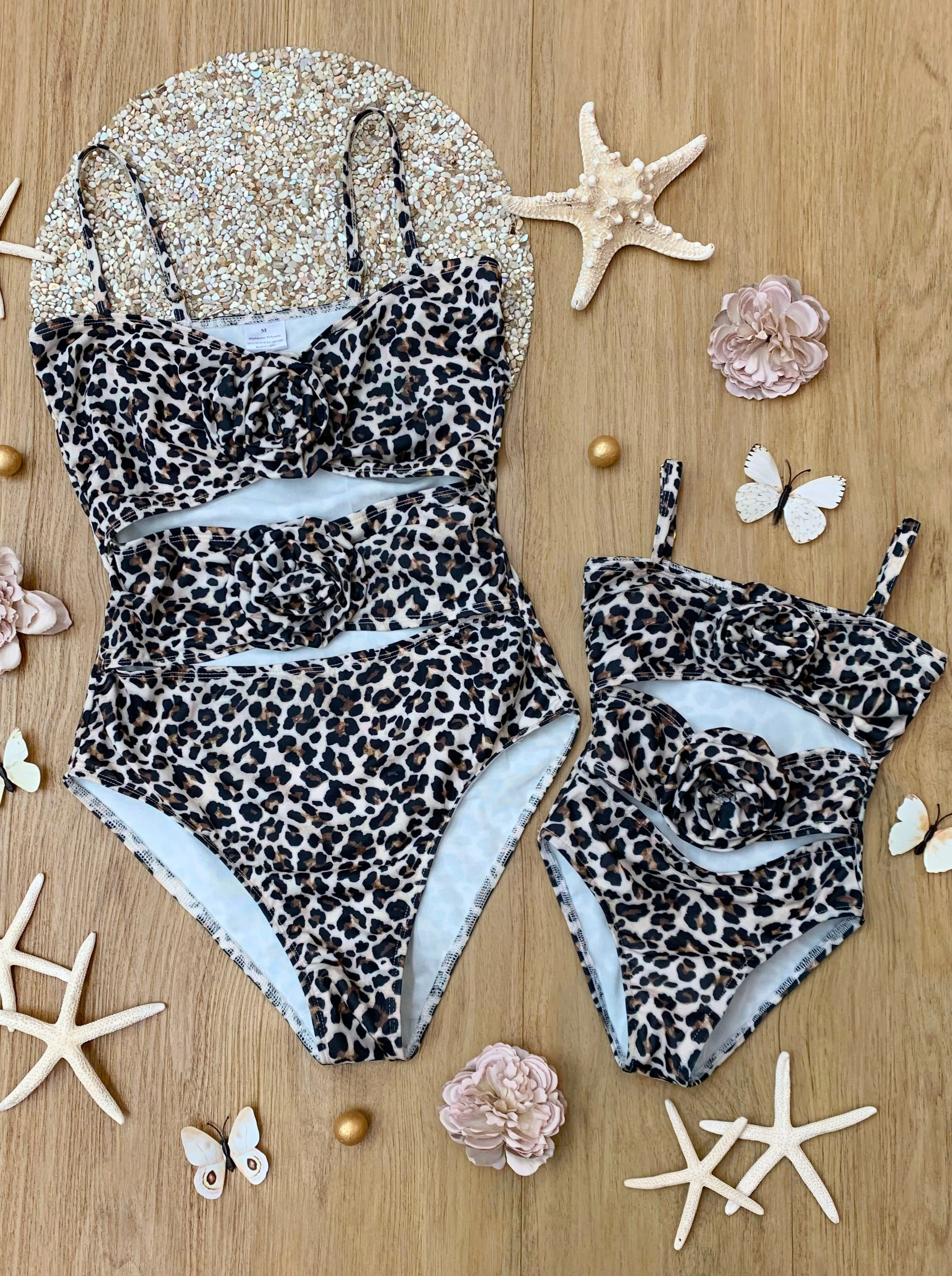 Mommy and Me Leopard Cutout One Piece Swimsuit - Image 6