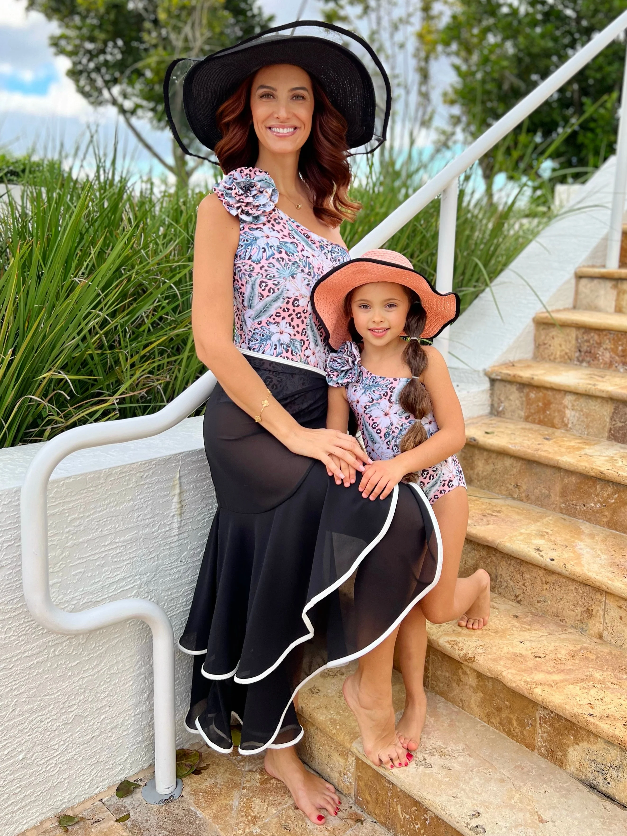 Mommy and Me Floral One Shoulder One Piece Swimsuit - Image 3