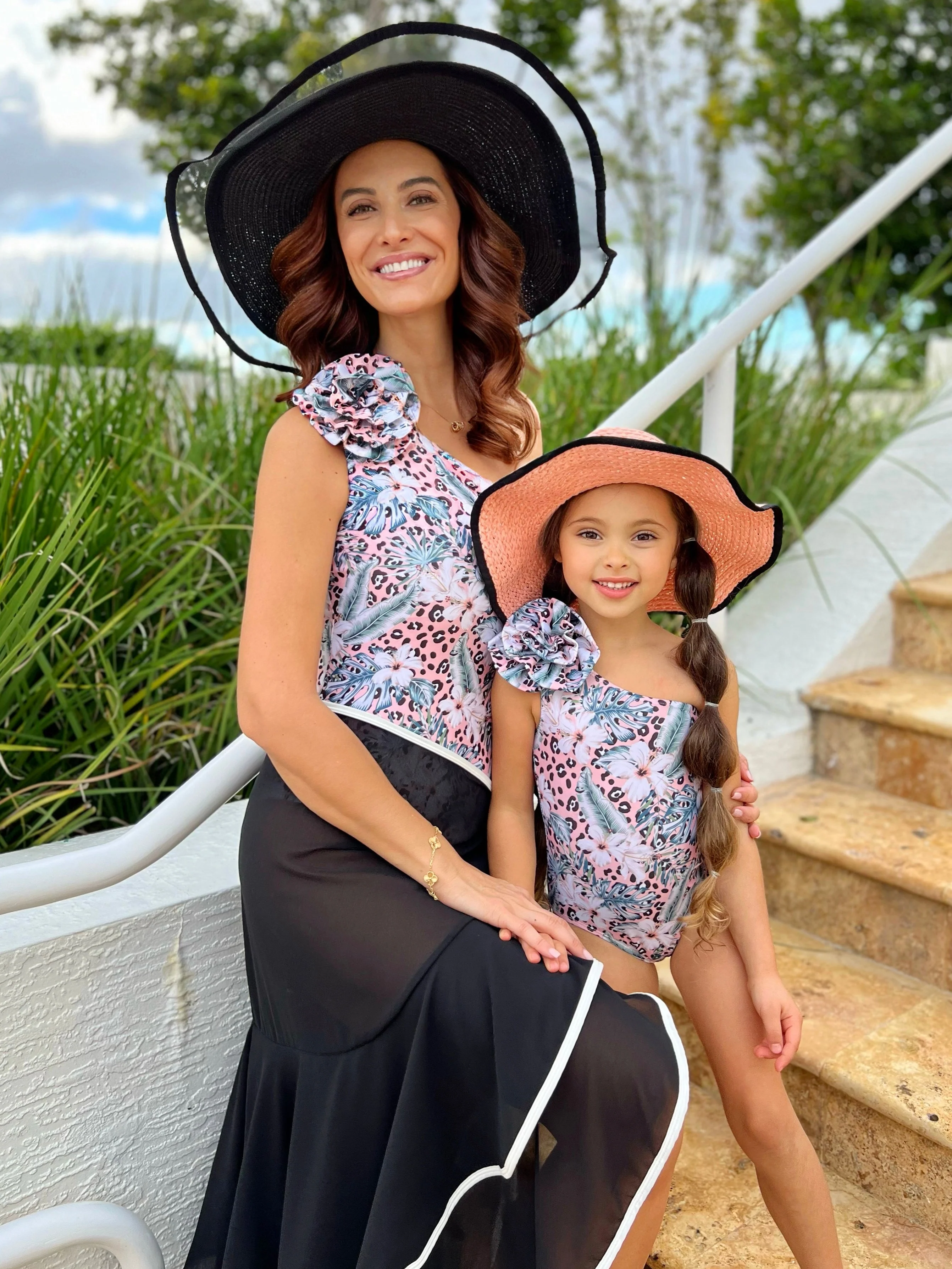 Mommy and Me Floral One Shoulder One Piece Swimsuit - Image 4