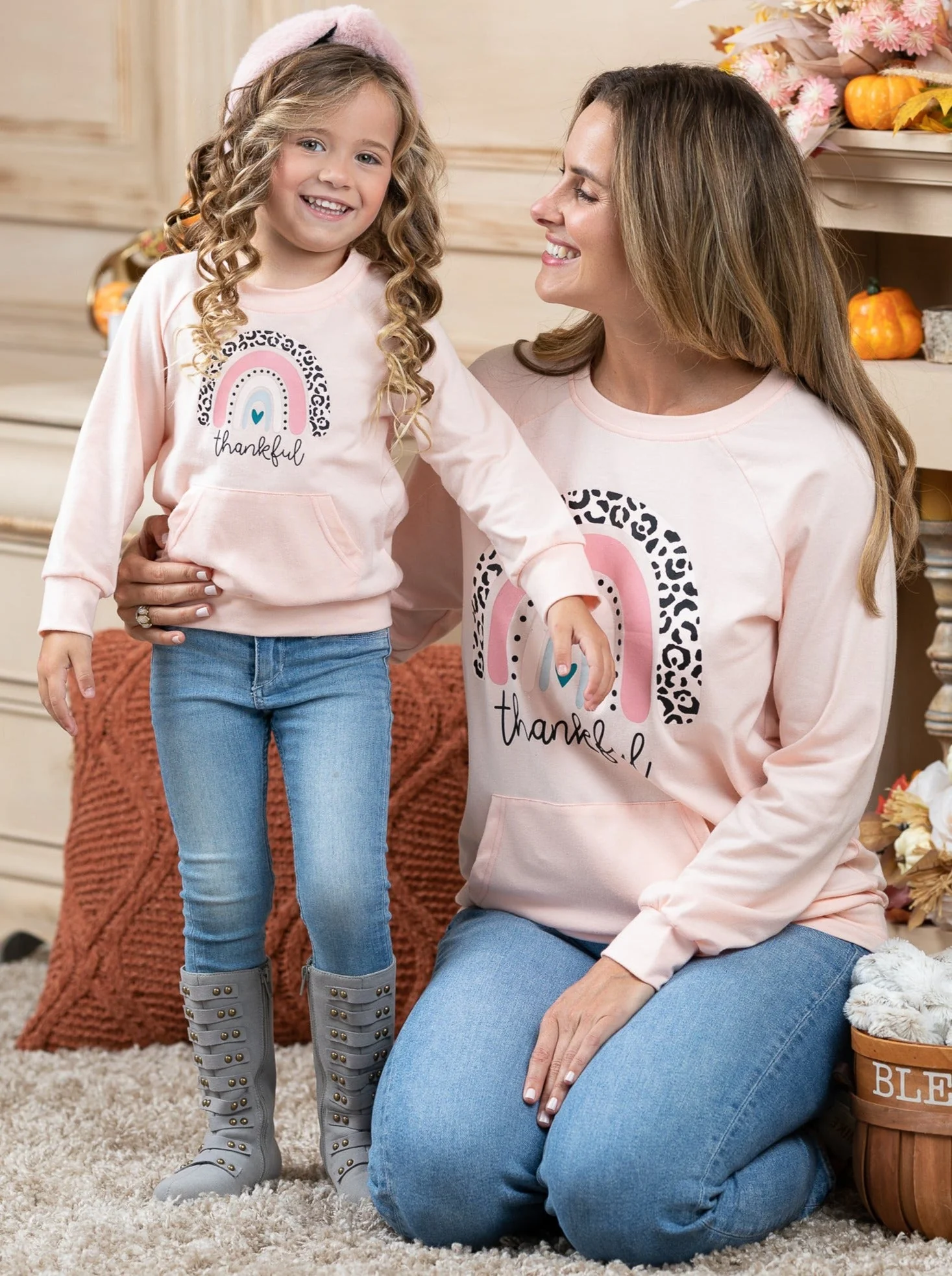 Mommy and Me Thankful Rainbow Pouch Top - Image 5