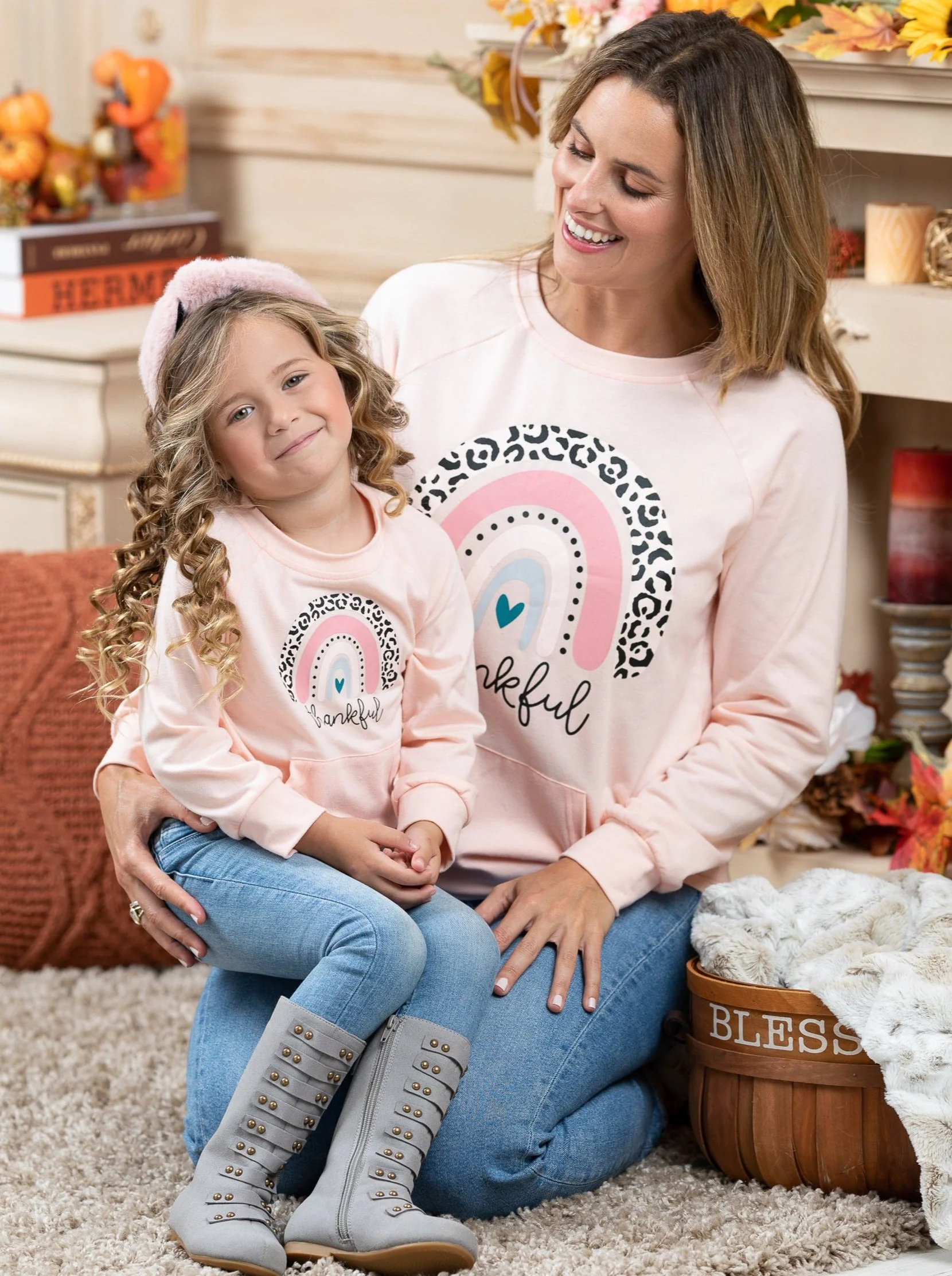 Mommy and Me Thankful Rainbow Pouch Top - Image 6