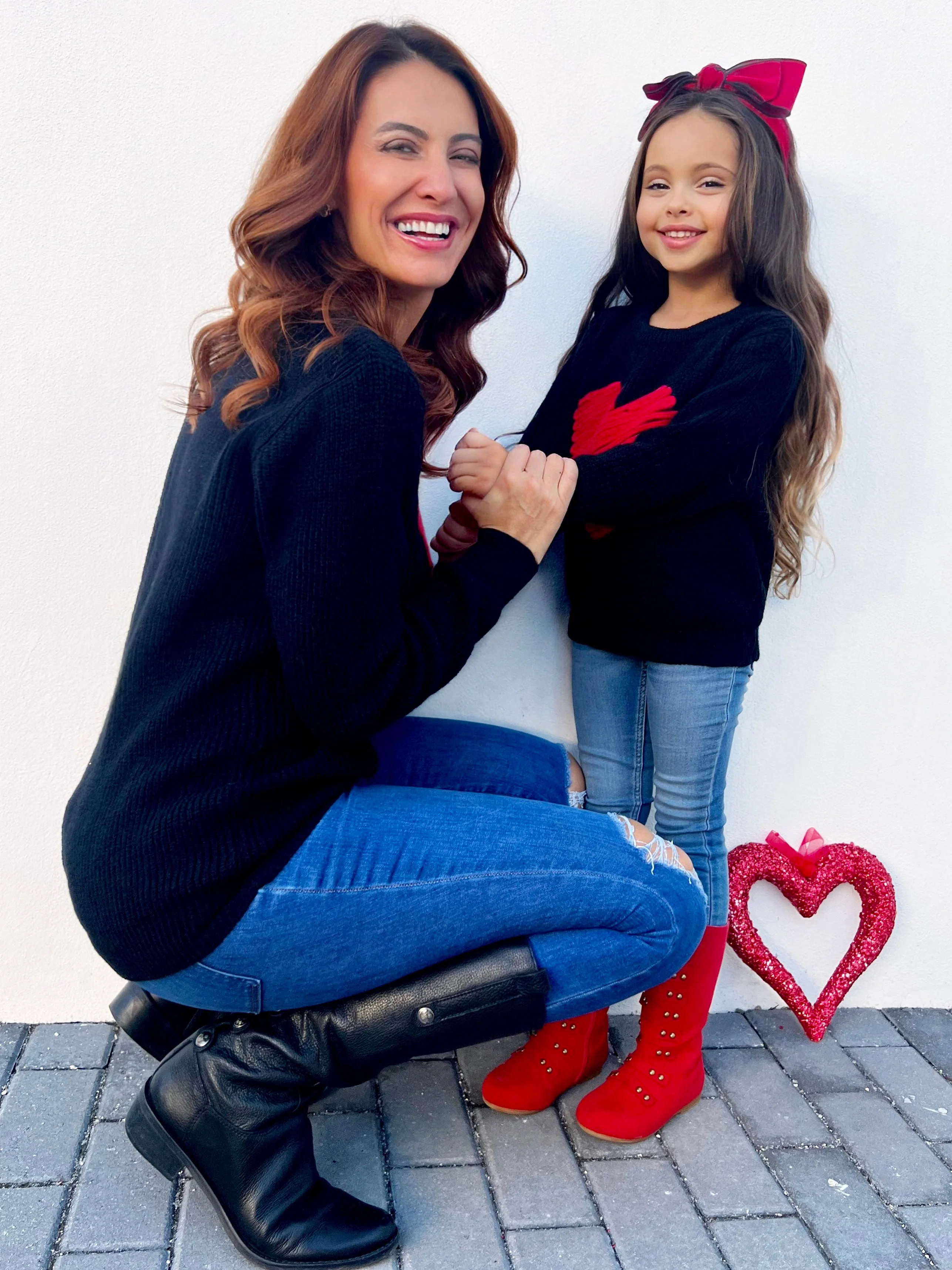 Mommy and Me Love Note Embroidered Red Heart Sweater - Image 5