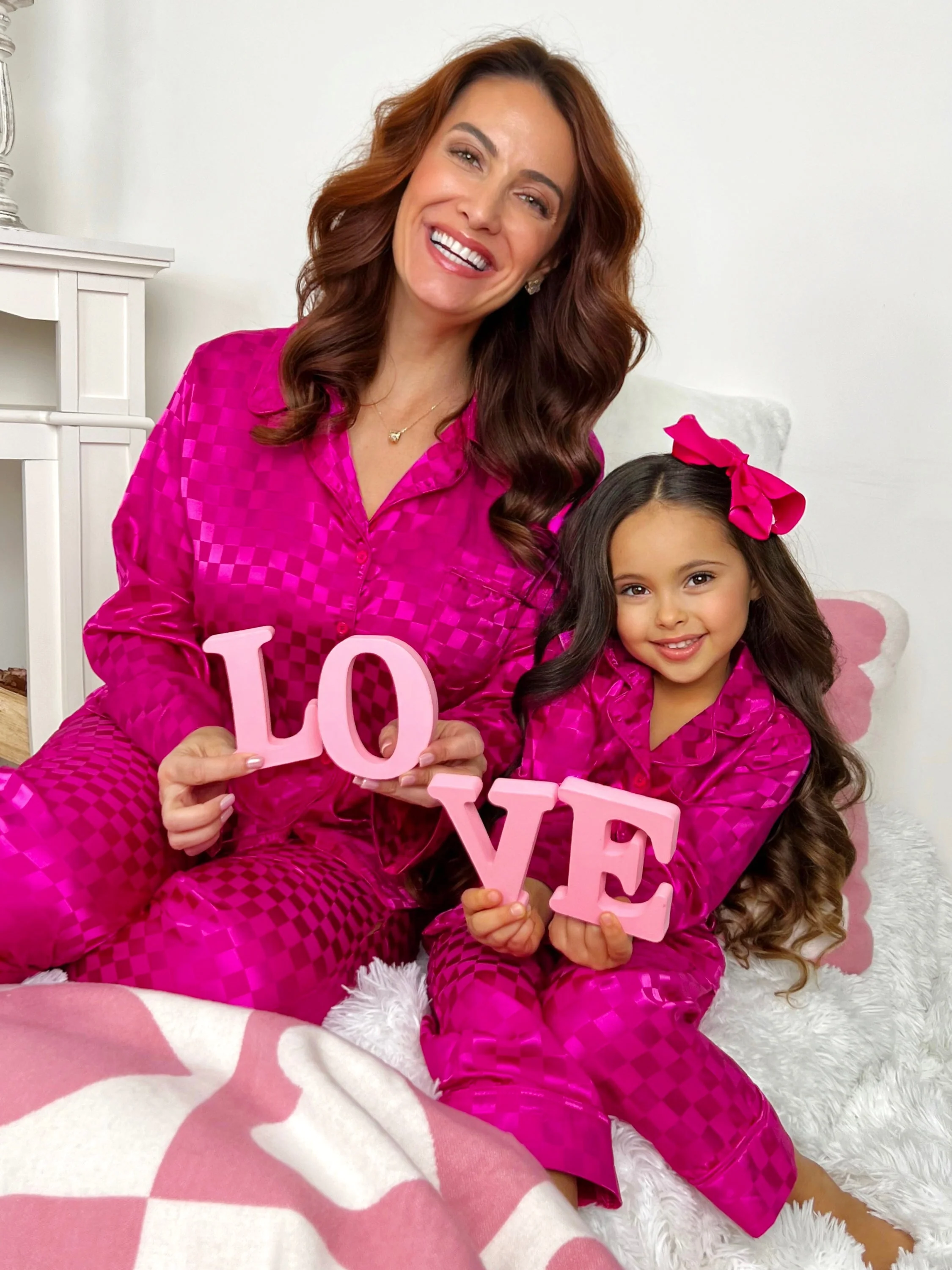 Loved By You Mommy & Me Valentine’s Day Silky Pajama Set - Image 4