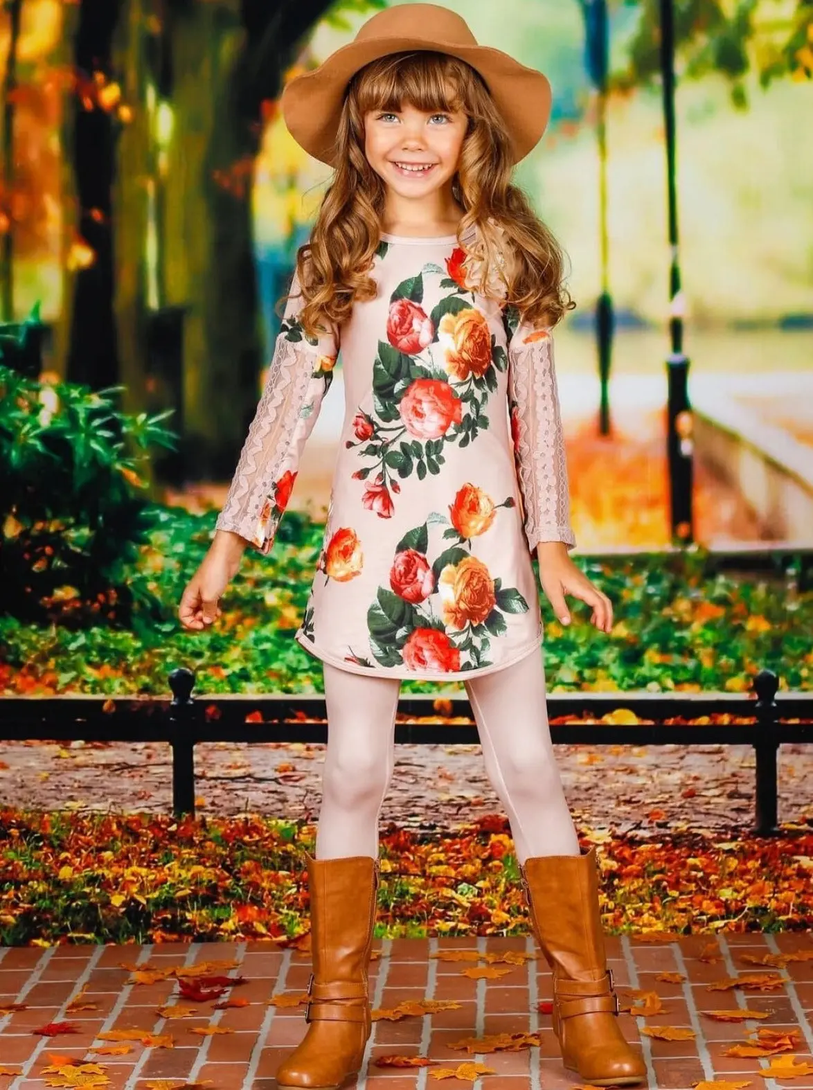 Taupe of the Morning Lace Sleeve Tunic and Legging Set - Image 3