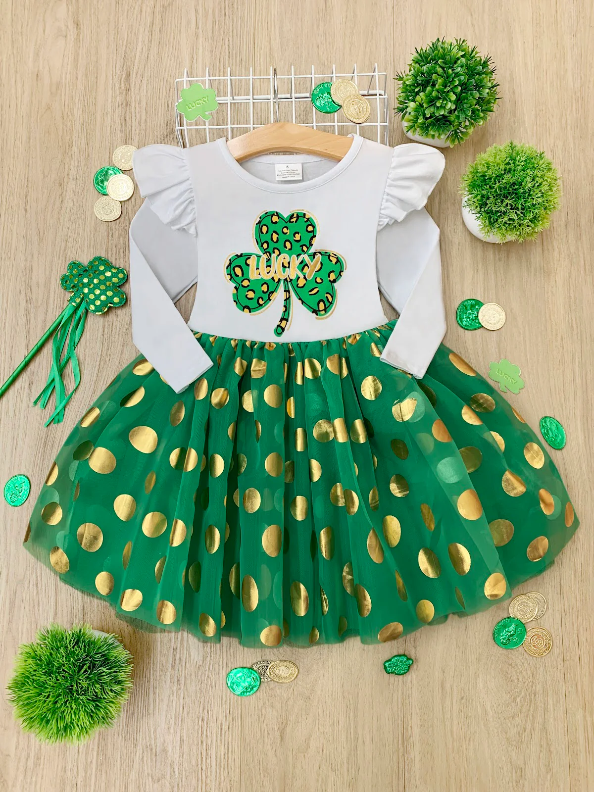 My Own Luck Golden Polka Dot Tutu Dress - Image 3