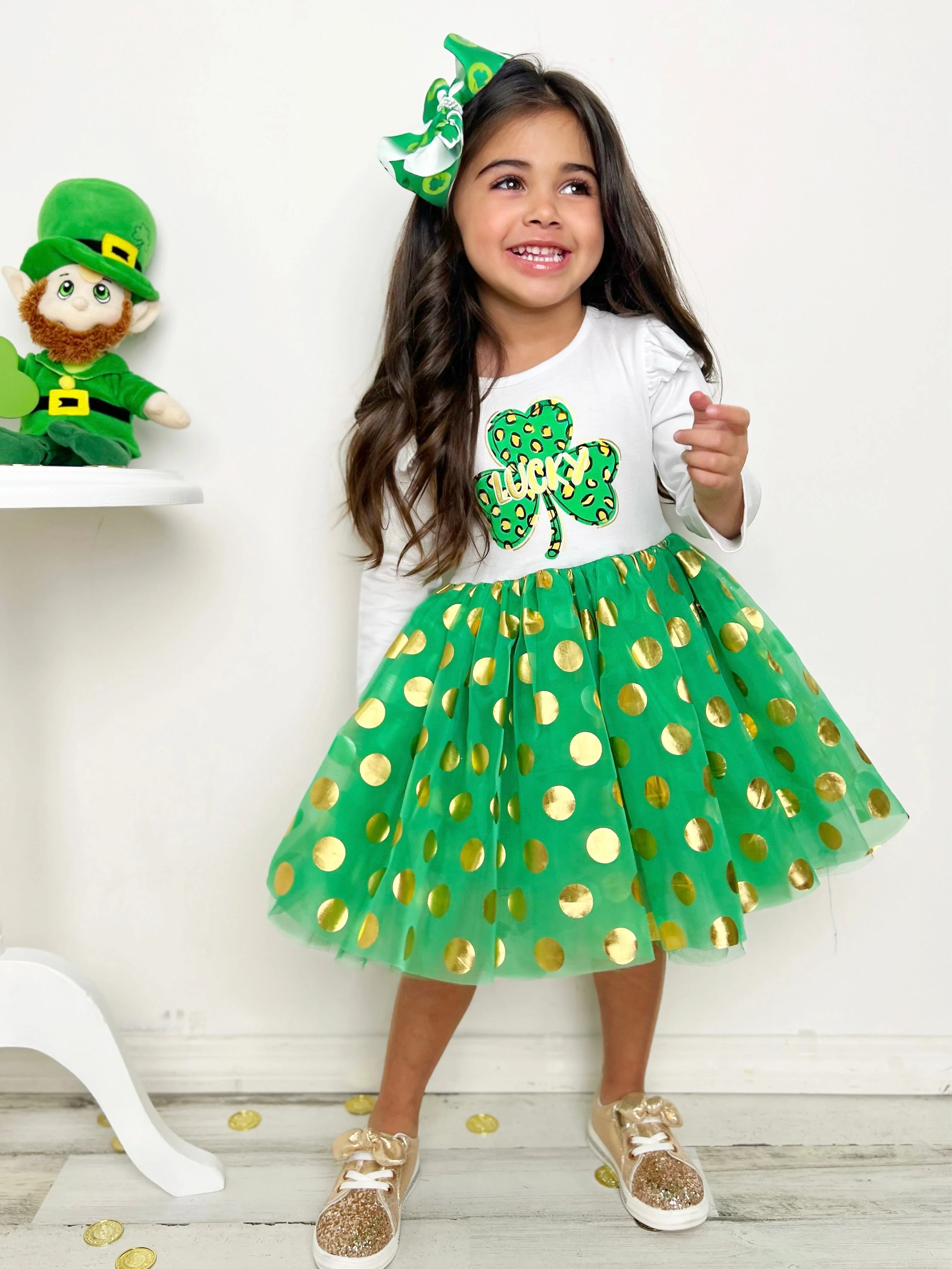 My Own Luck Golden Polka Dot Tutu Dress - Image 4