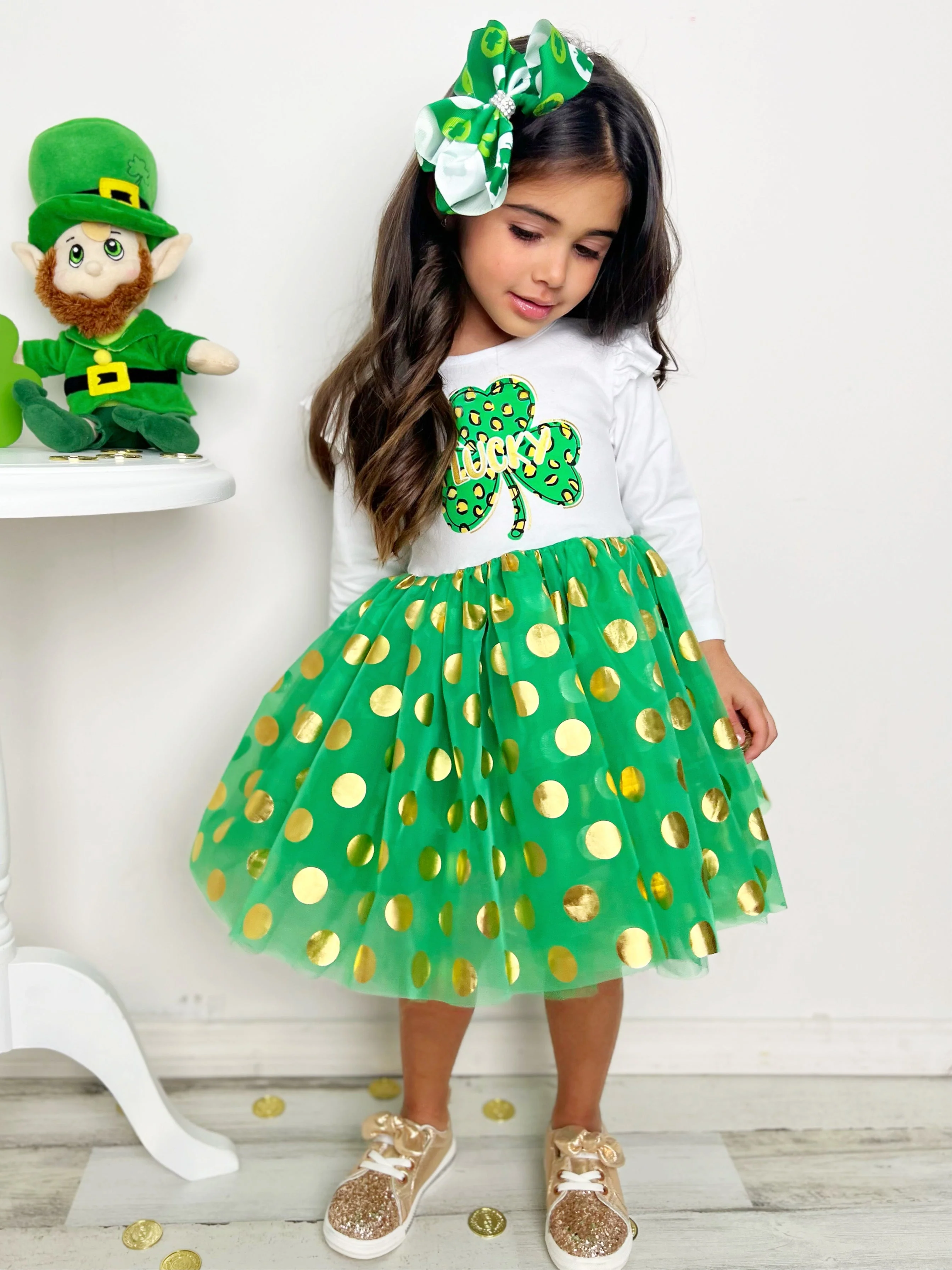 My Own Luck Golden Polka Dot Tutu Dress - Image 5
