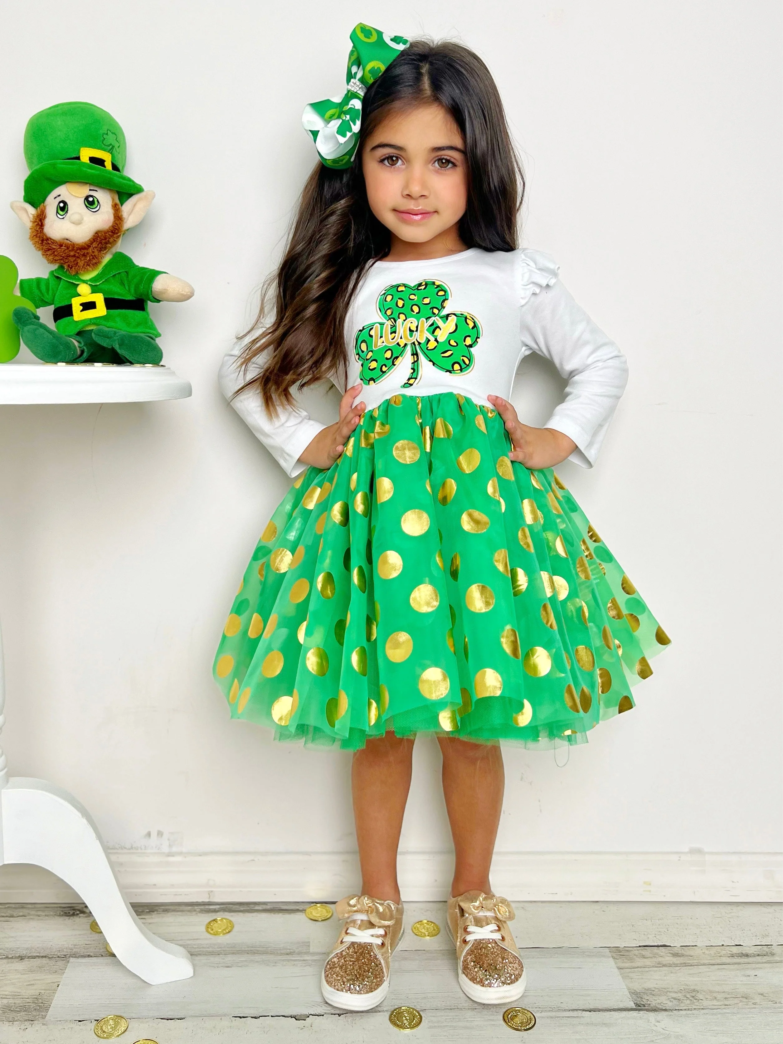 My Own Luck Golden Polka Dot Tutu Dress - Image 6