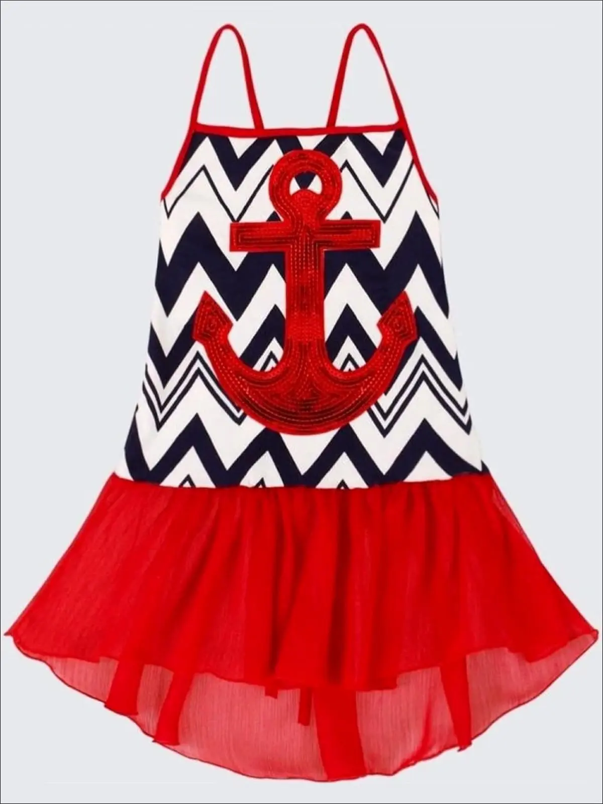 Anchors Away Hi-Lo Ruffled Tank Top - Image 2