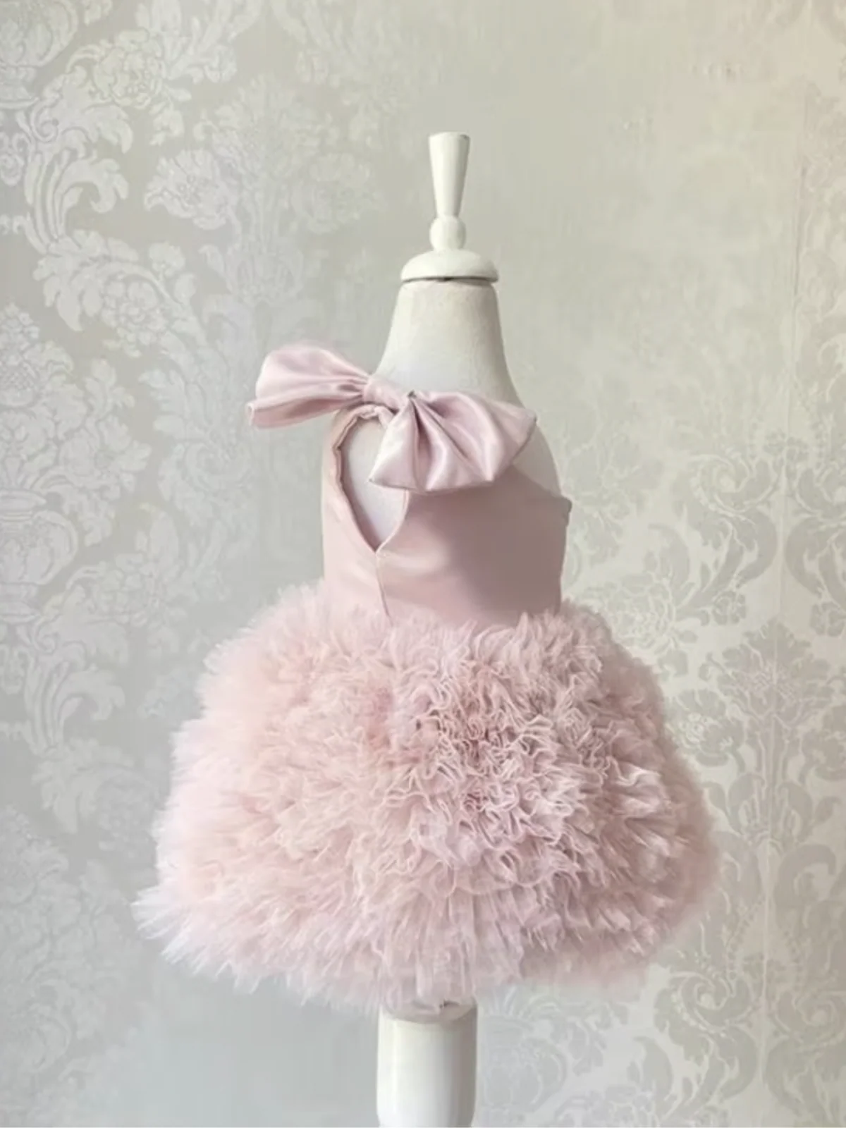 One Shoulder Bow Ruffle Tulle Dress - Image 6