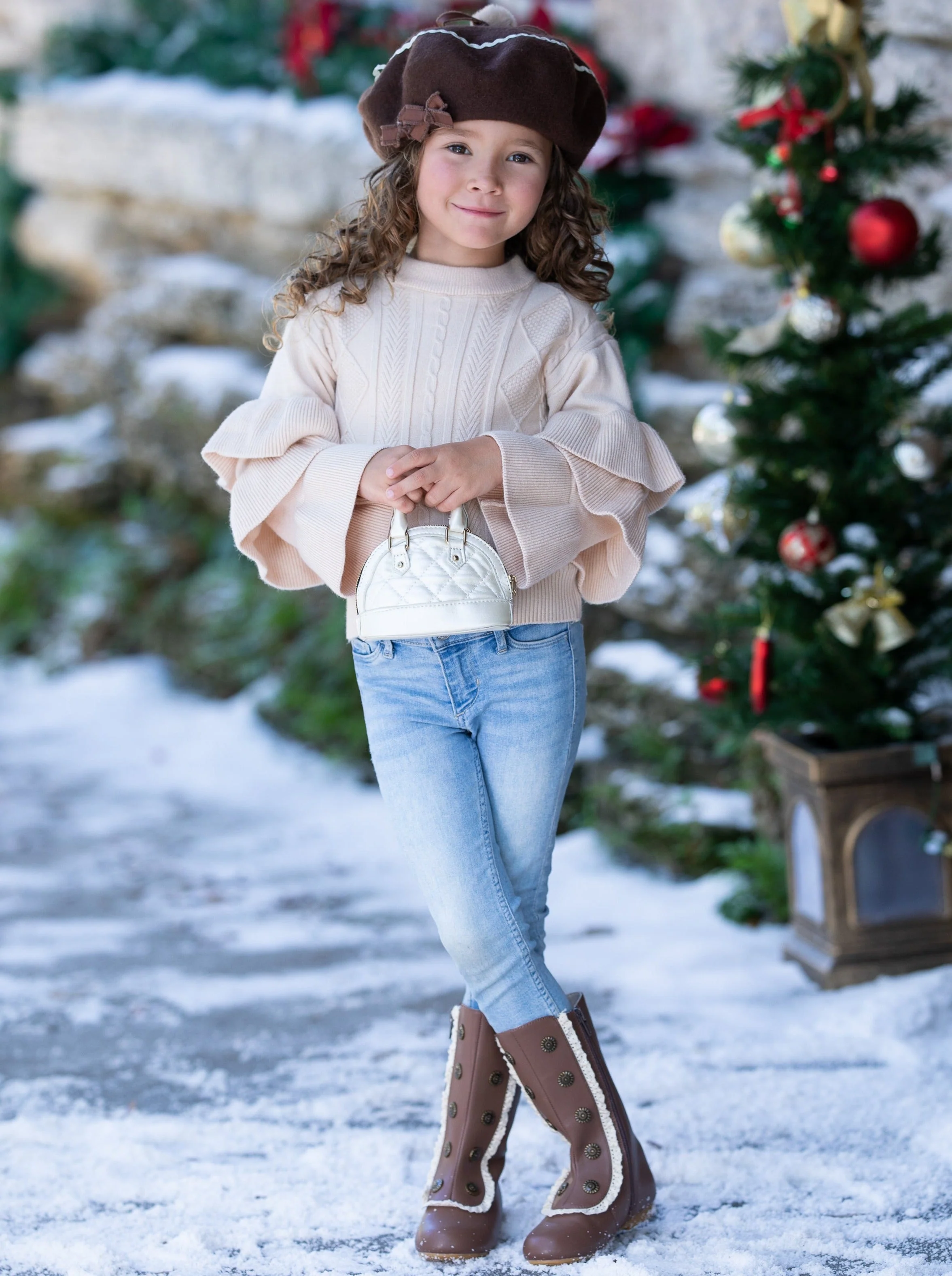 Creme Dream Tiered Sleeve Cable Knit Sweater - Image 7