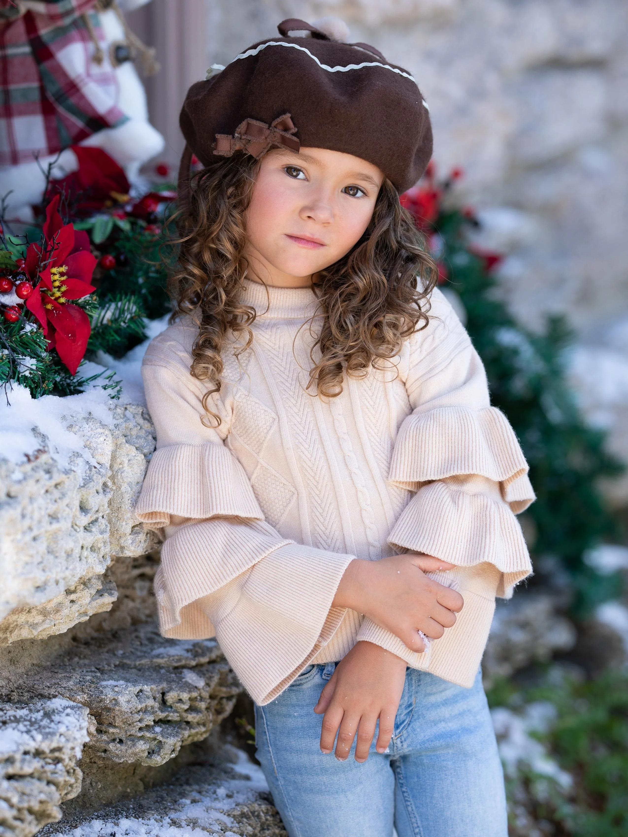 Creme Dream Tiered Sleeve Cable Knit Sweater - Image 9