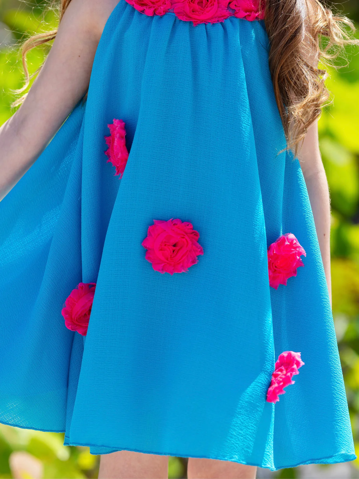 Ocean Bloom Teal Halter Dress - Image 5