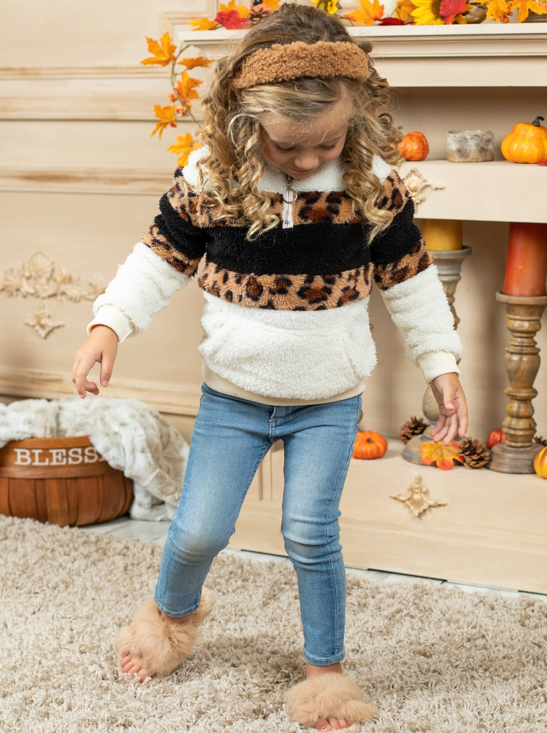 Mommy and Me Fleece Hugs Leopard Colorblock Hoodie - Image 5