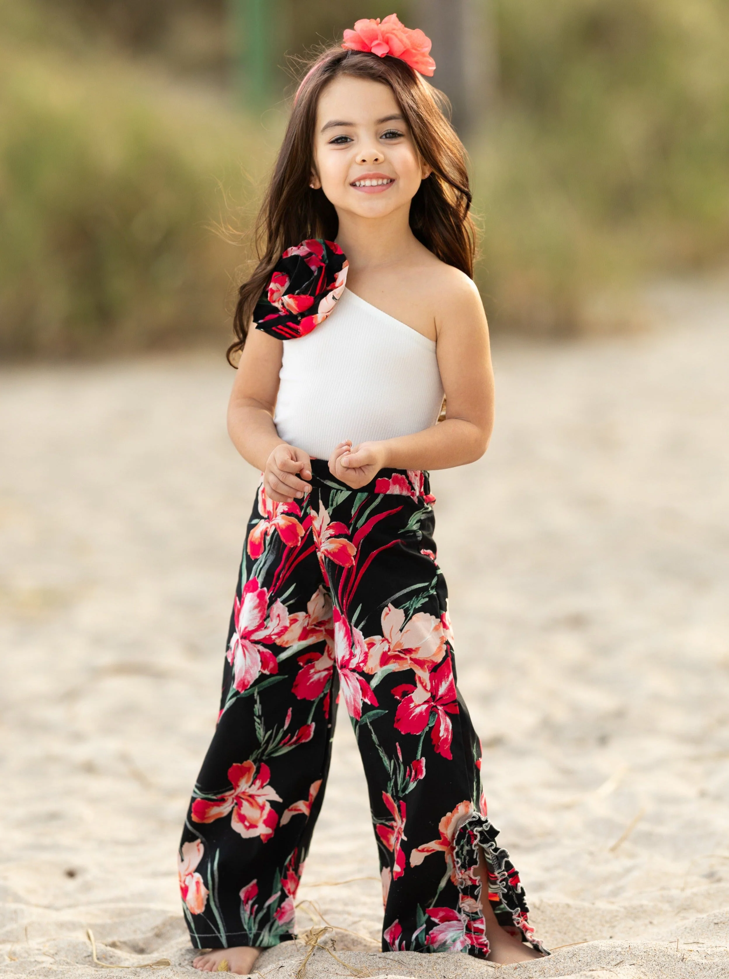 Sweet Blooms One Shoulder Floral Palazzo Pants Set - Image 5