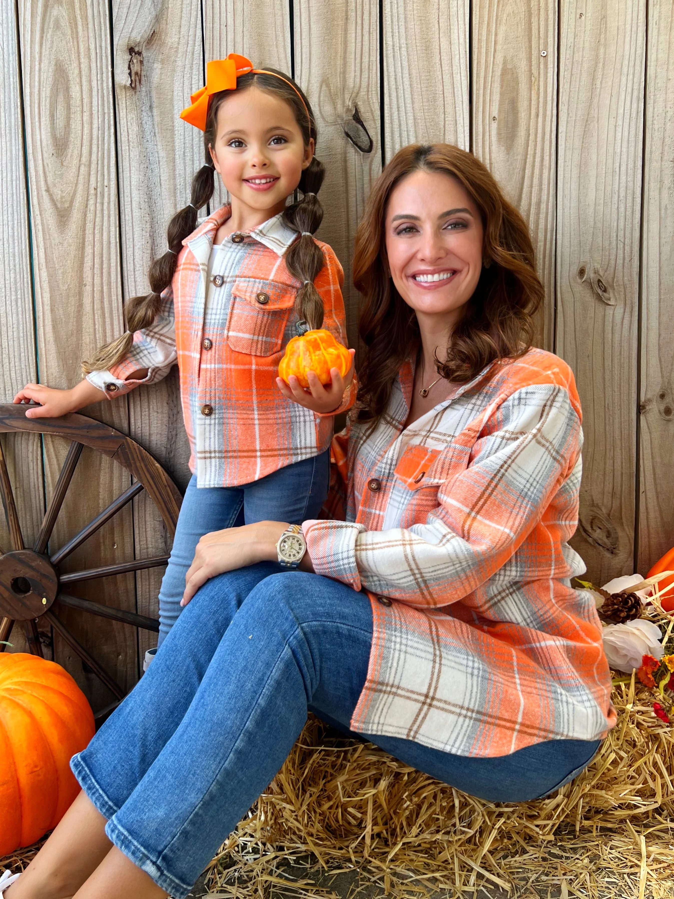 Mommy and Me Pumpkin Spice Orange Flannel Shirt - Image 3