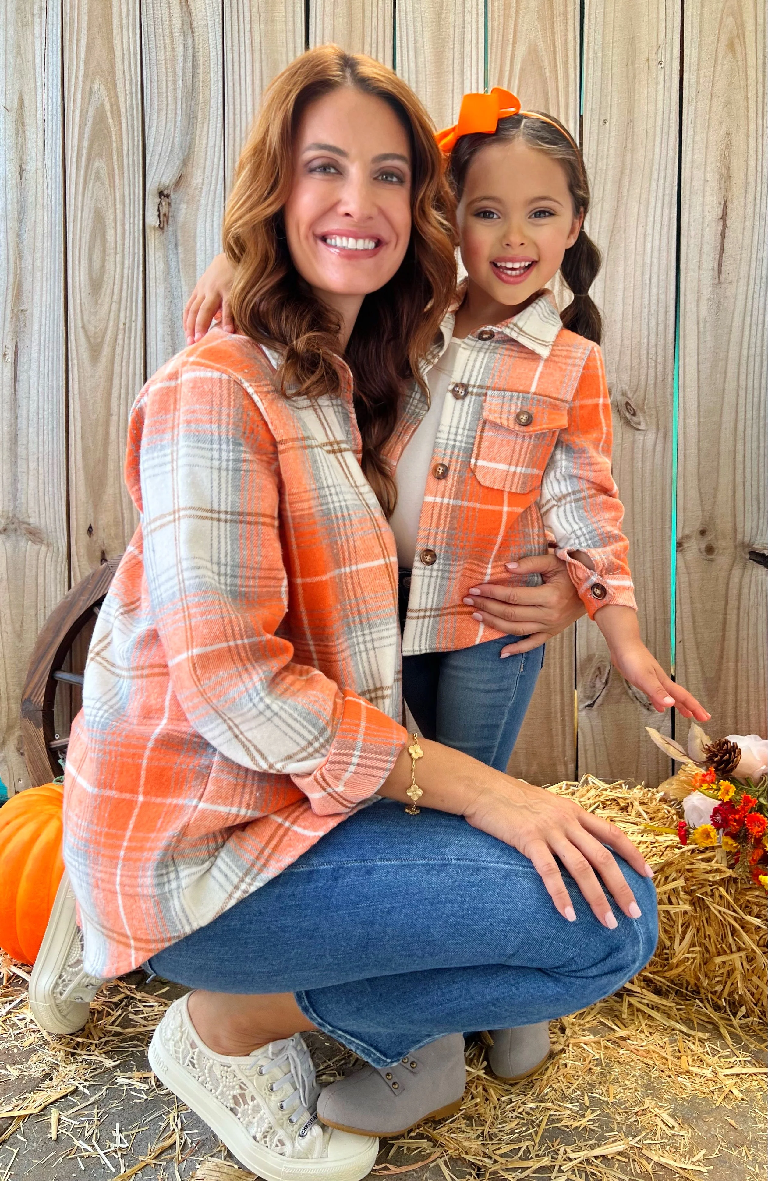 Mommy and Me Pumpkin Spice Orange Flannel Shirt - Image 5