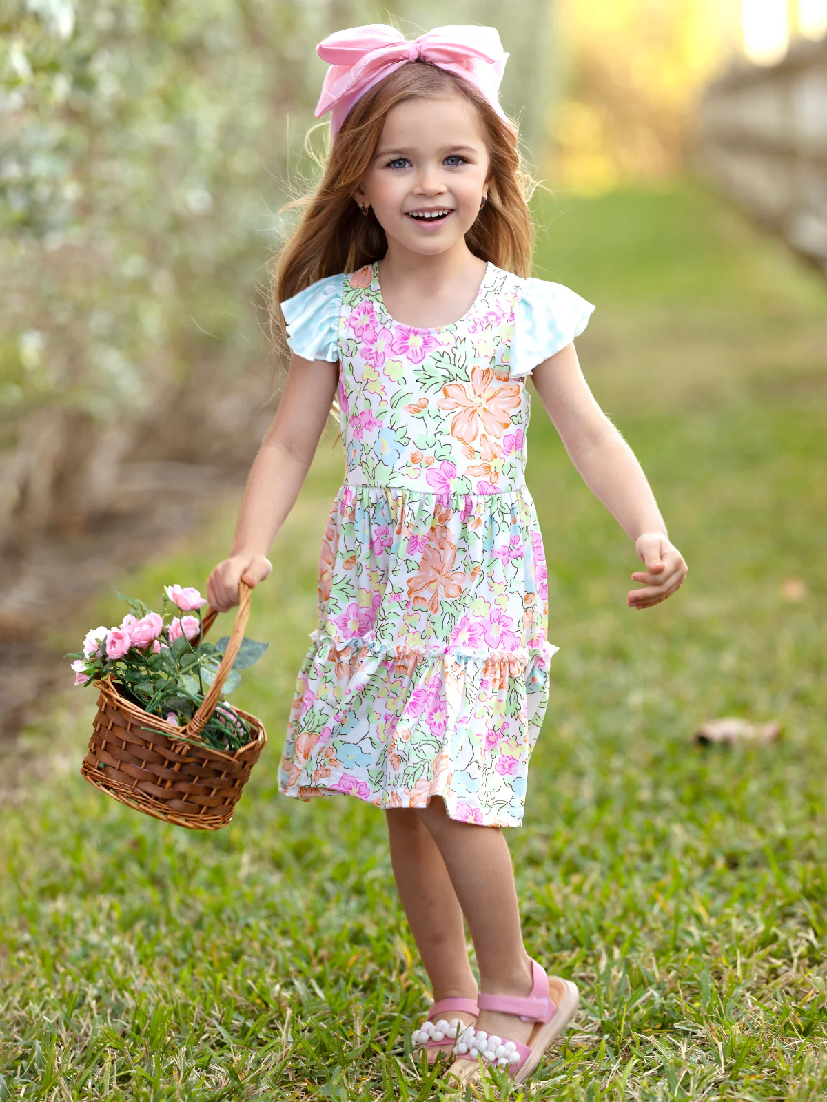 Pastel Bloom Flutter Dress - Image 3