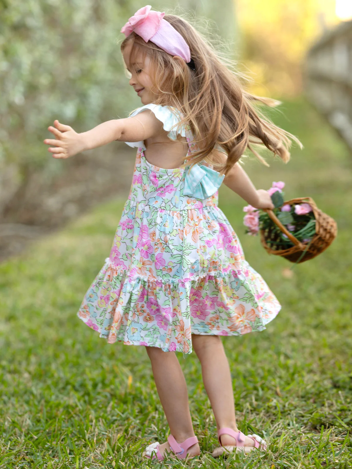 Pastel Bloom Flutter Dress - Image 4