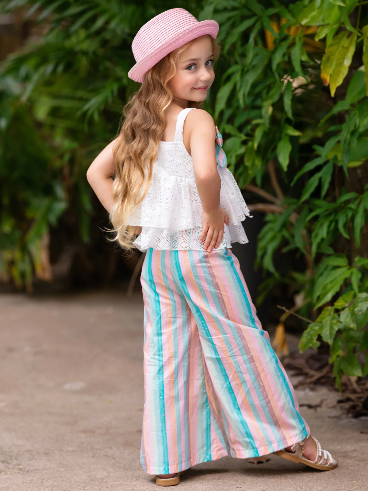 Coastal Boho Lace Top and Palazzo Pant Set - Image 4
