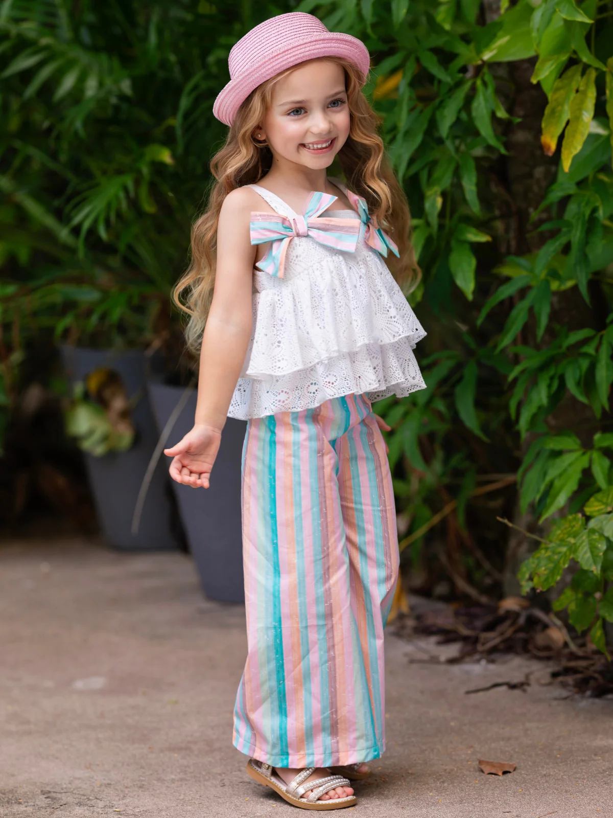 Coastal Boho Lace Top and Palazzo Pant Set - Image 5