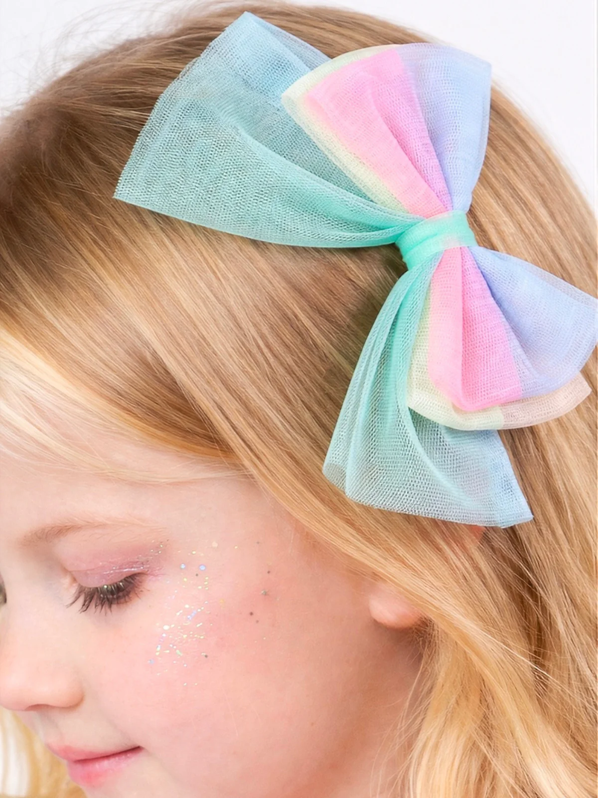 Pastel Petals Layered Tulle Bow Clip - Image 2