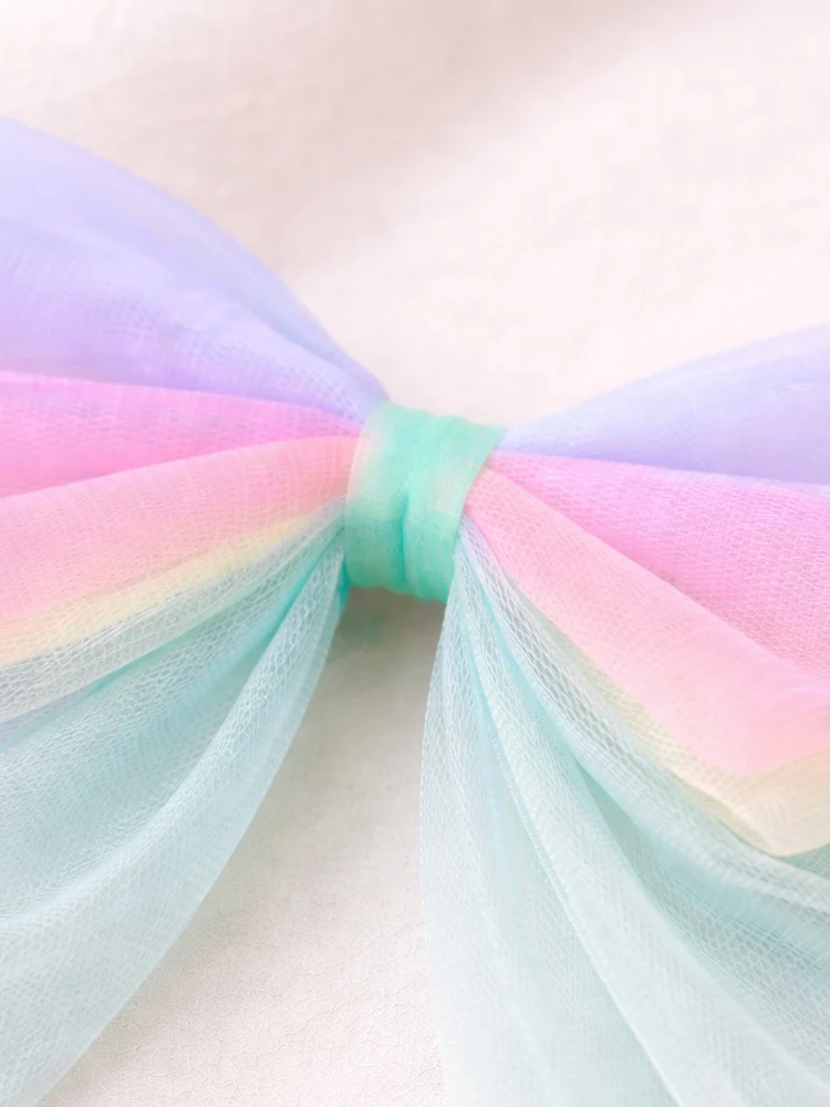 Pastel Petals Layered Tulle Bow Clip - Image 3
